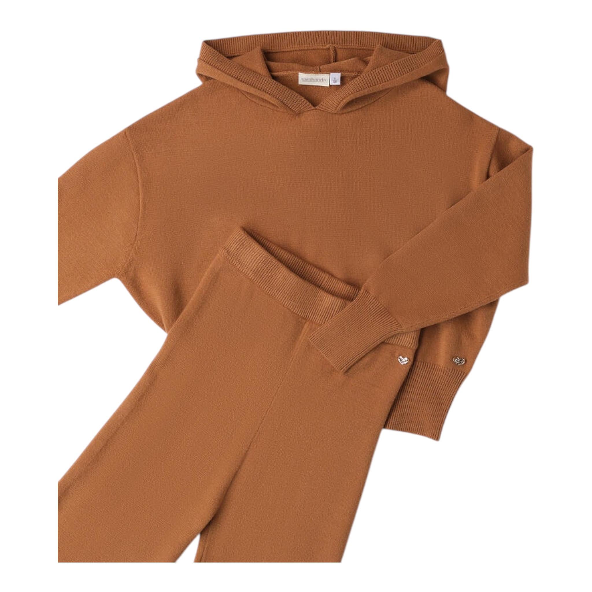 SARABANDA completo maglia con cappuccio-pantalone Cammello per Bambina A732 CAMMELLO SARABANDA