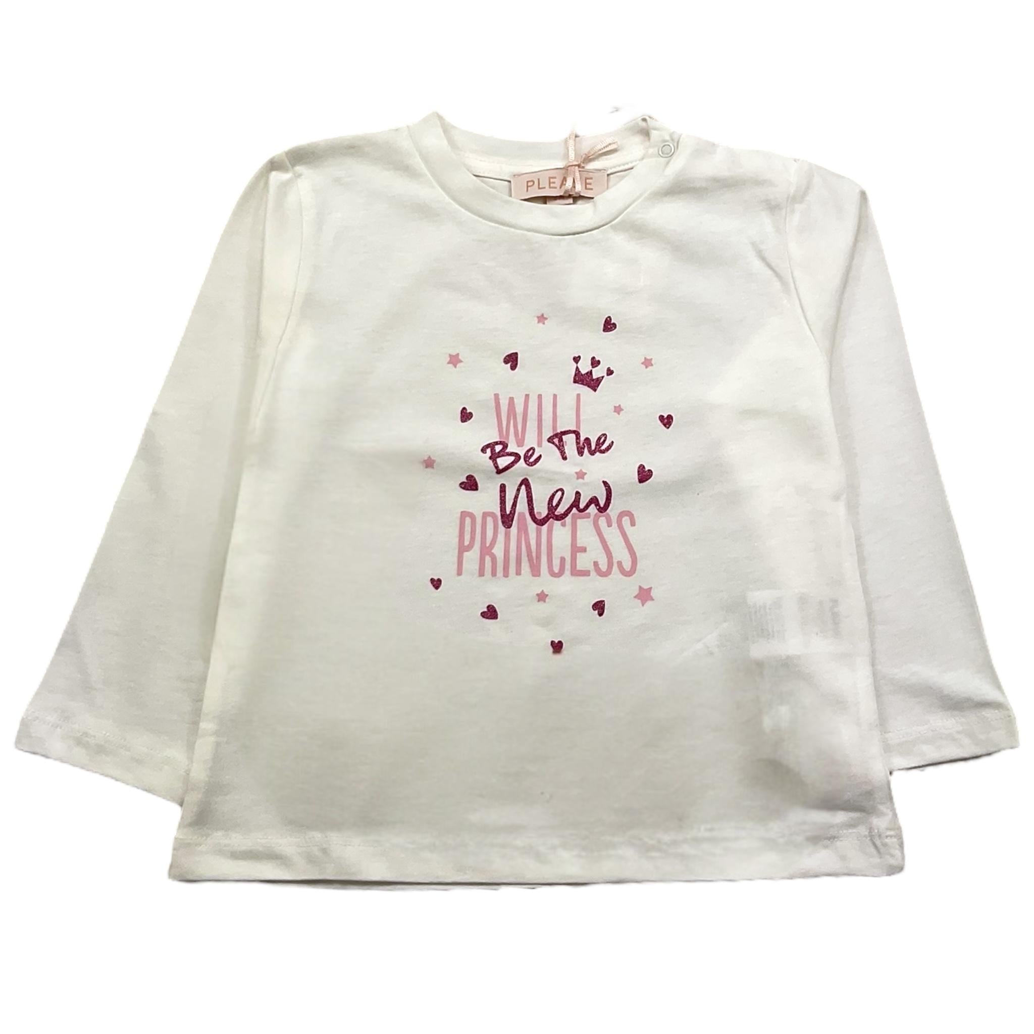 PLEASE shirt girocollo tinta unita cn stampa Bianco per Neonata ML23030G65 BIANCO PLEASE