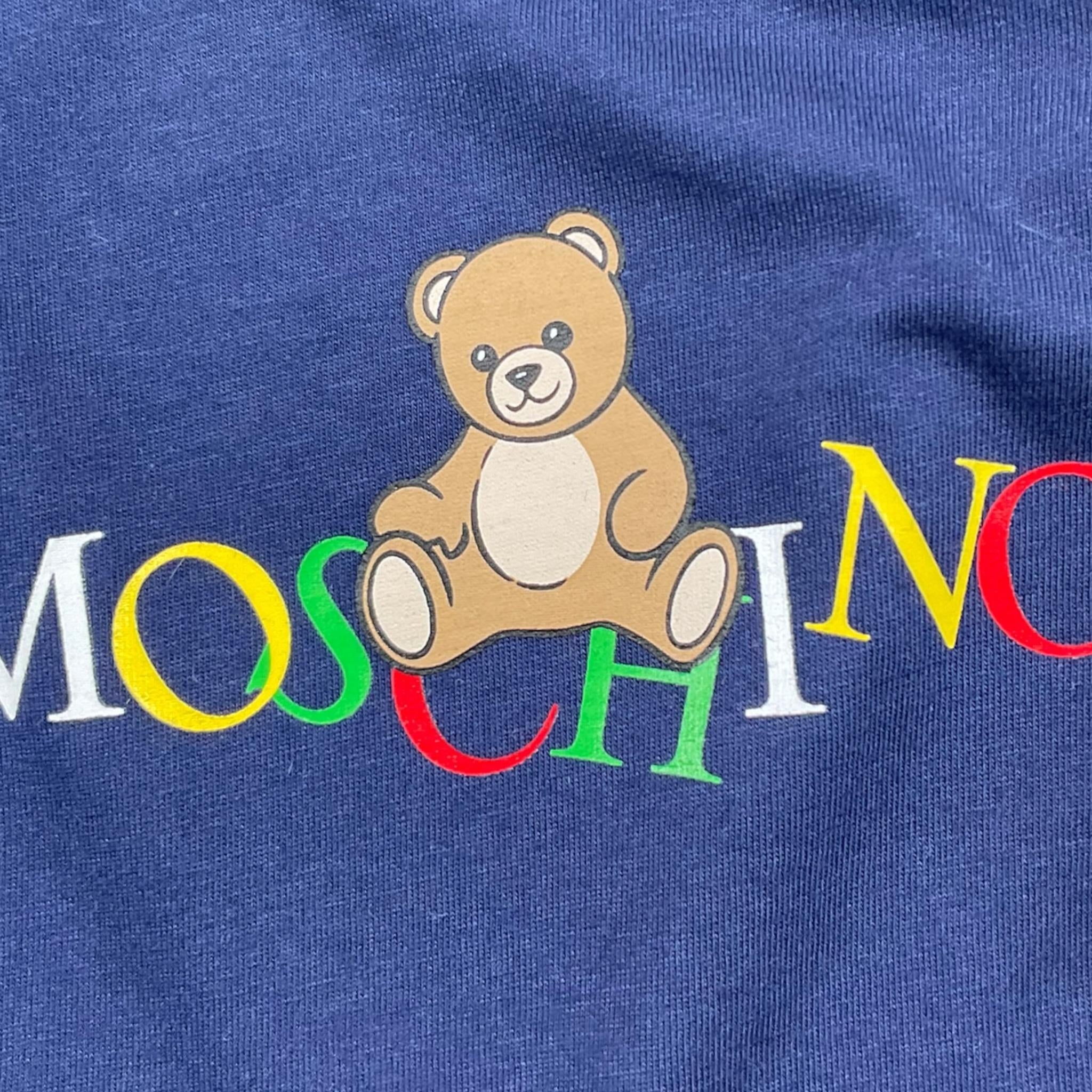 MOSCHINO shirt tinta unita girocollo con stampa Blu per Neonato MWO00R BLU MOSCHINO
