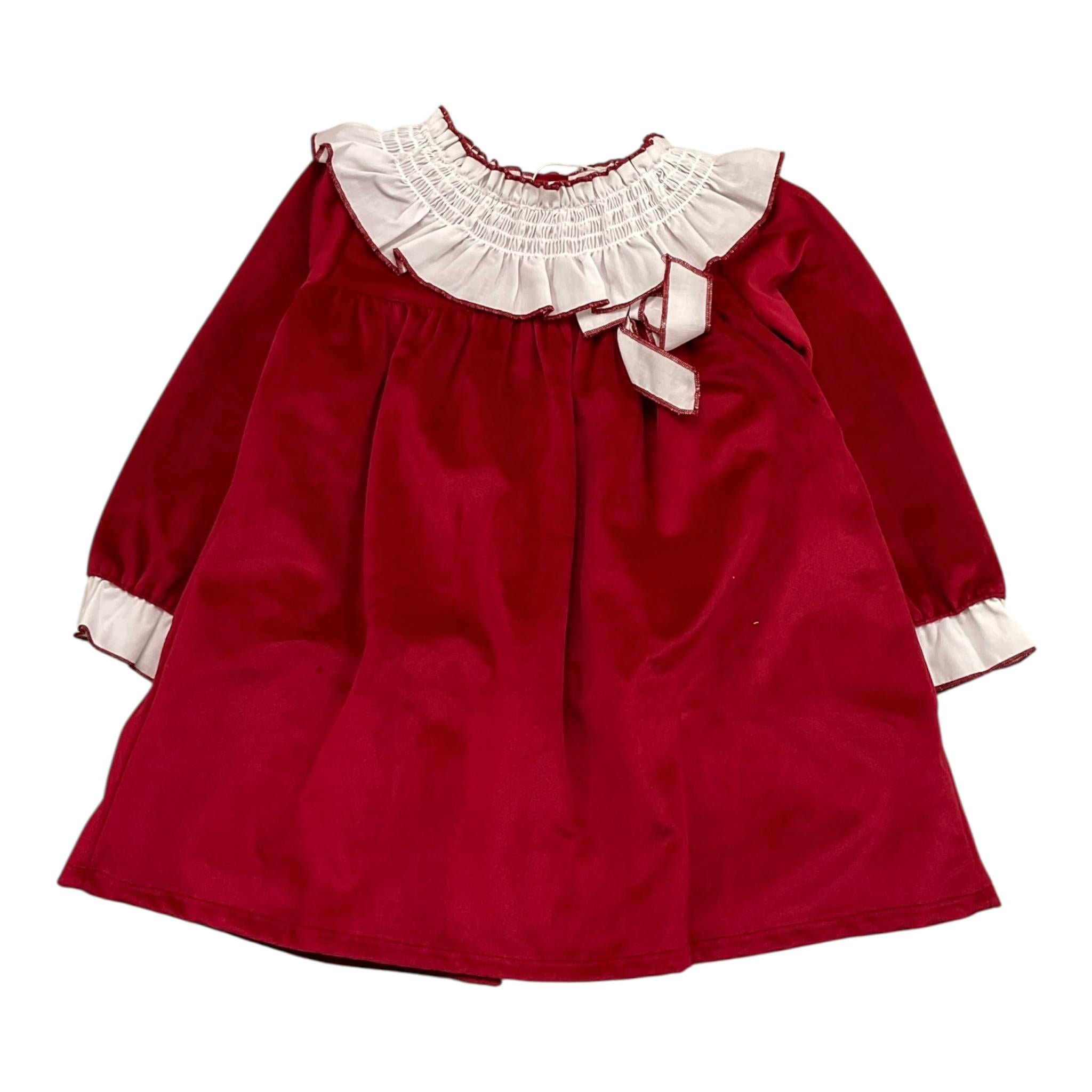 BABIDU abito tinta unita in velluto con fiocco Rosso per Bambina 91661J ROSSO BABIDU