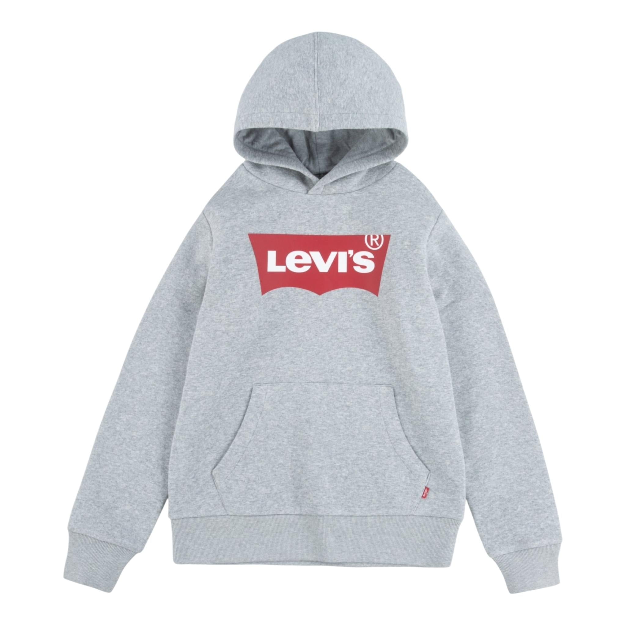 LEVI'S felpa chiusa con cappuccio tinta unita con logo Grigio per Bambino 9E8778X GRIGIO LEVI'S