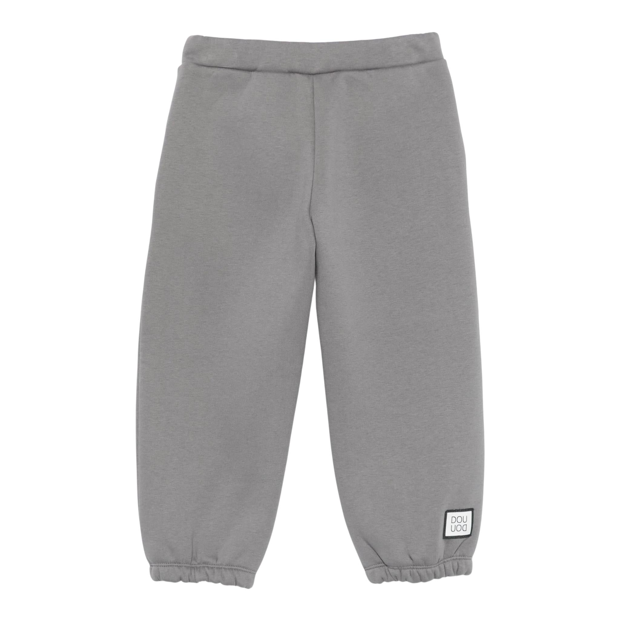 DOU DOU pantalone tuta tinta unita con logo Grigio per Bambino DV6P80 GRIGIO DOU DOU