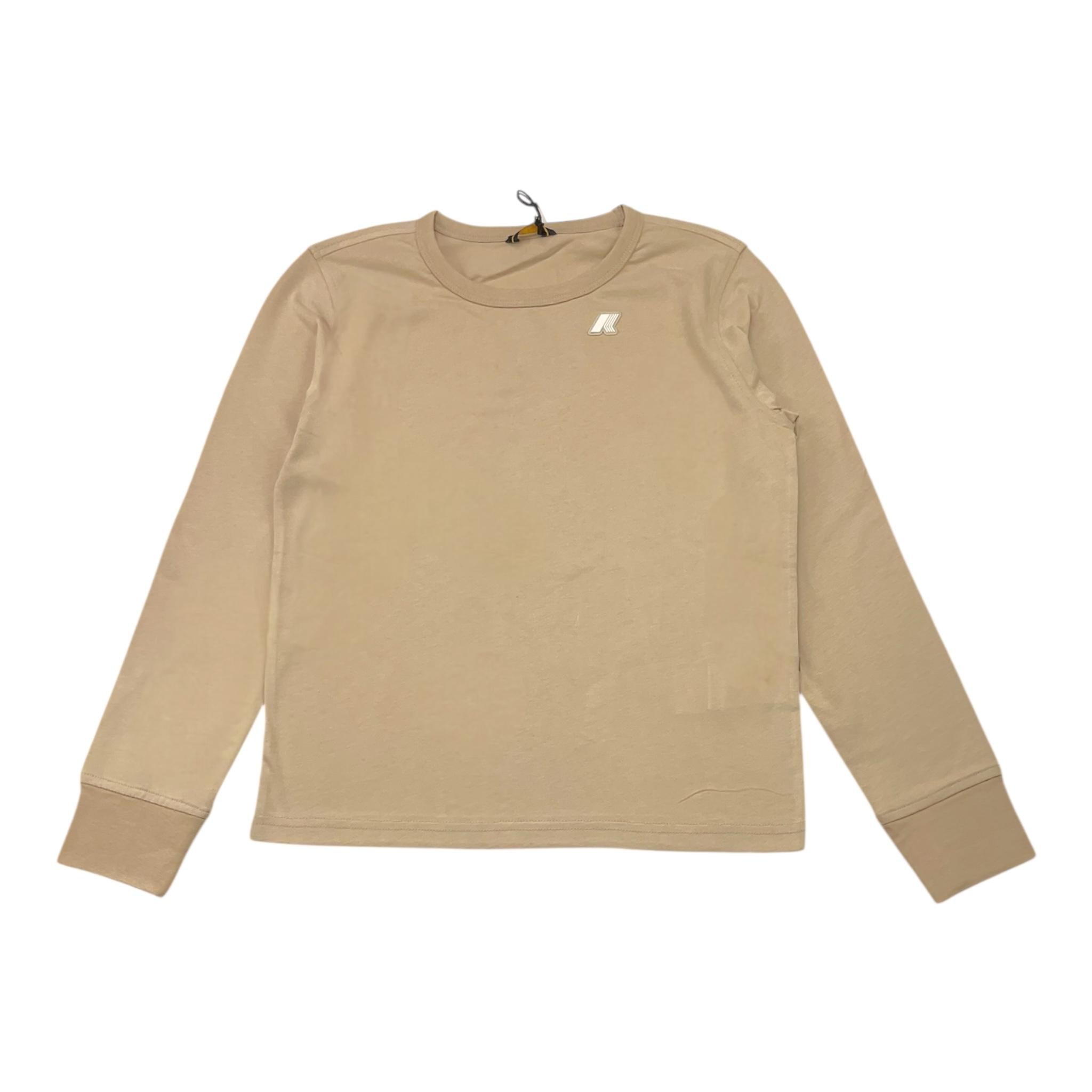 K-WAY shirt girocollo tinta unita con logo Beige per Bambino K8138CWX BEIGE K-WAY