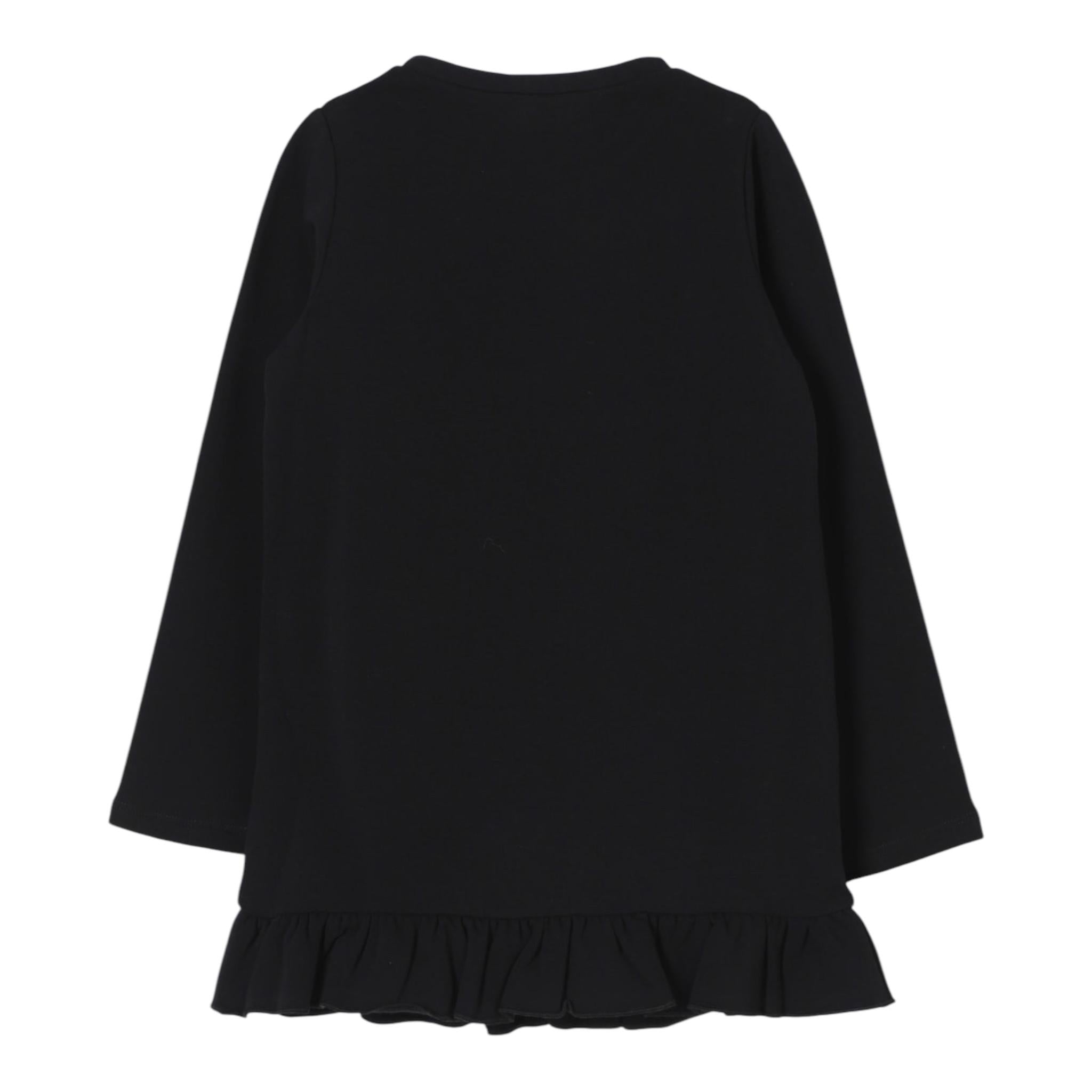 LIU JO abito in felpa girocollo tinta unita con stampa Nero per Bambina KF4107X NERO LIU JO