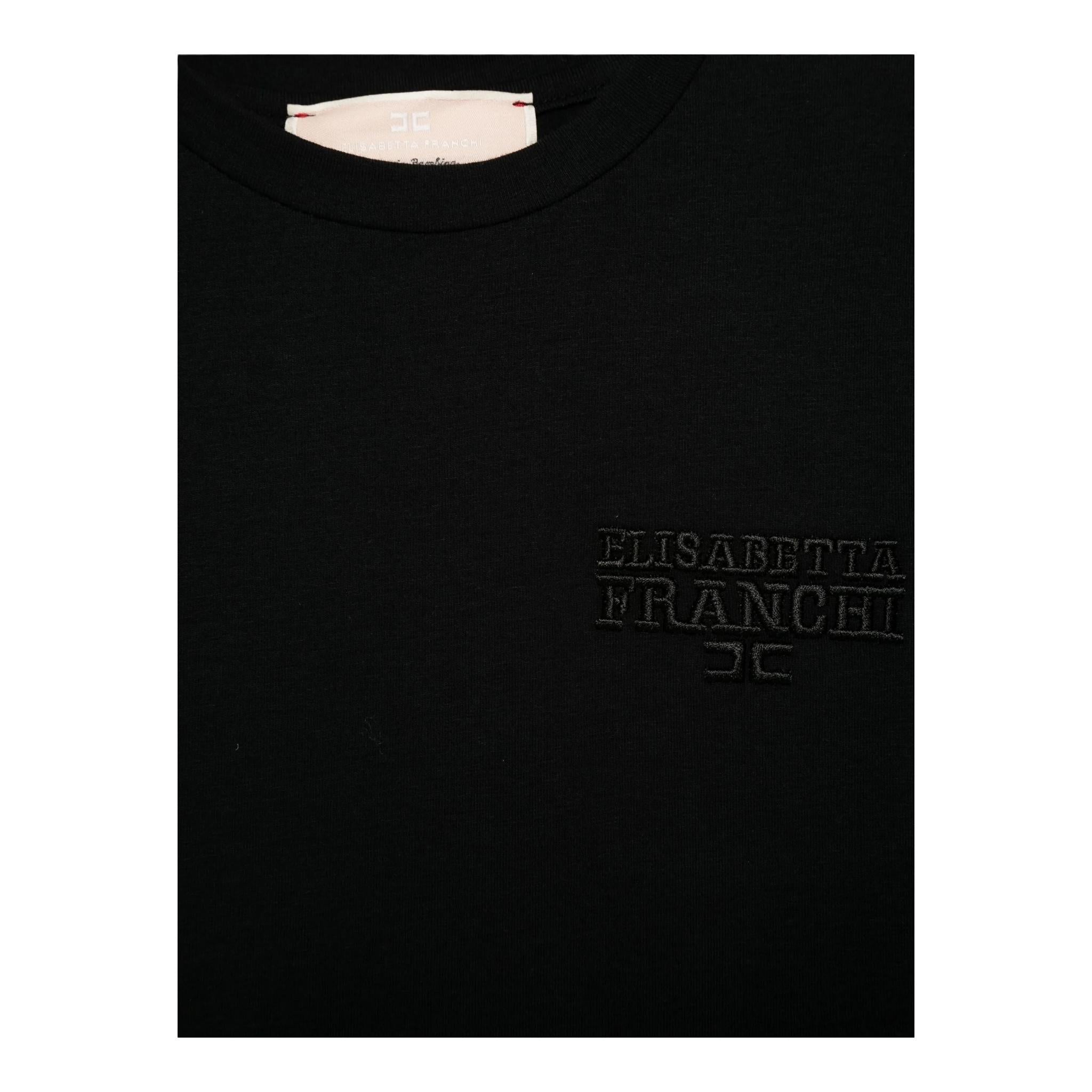 ELISABETTA FRANCHI tshirt girocollo tinta unita con logo Nero per Bambina EFTS225 NERO ELISABETTA FRANCHI