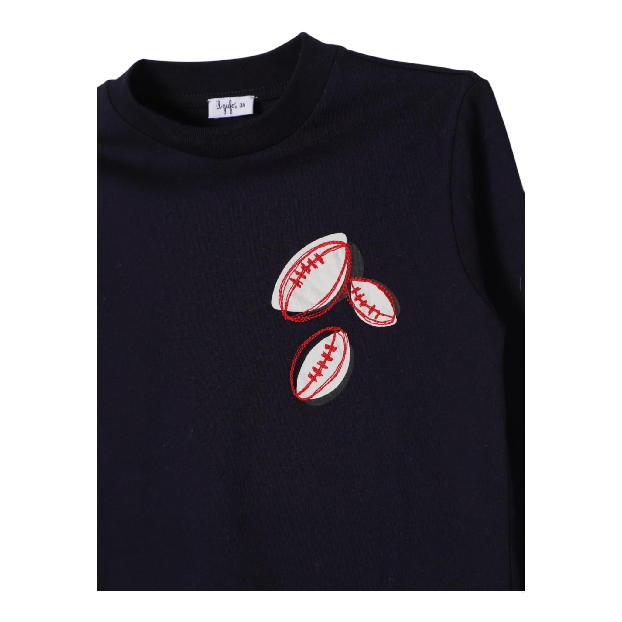 IL GUFO shirt girocollo tinta unita con stampa Blu per Bambino A24TA353MF002J BLU IL GUFO