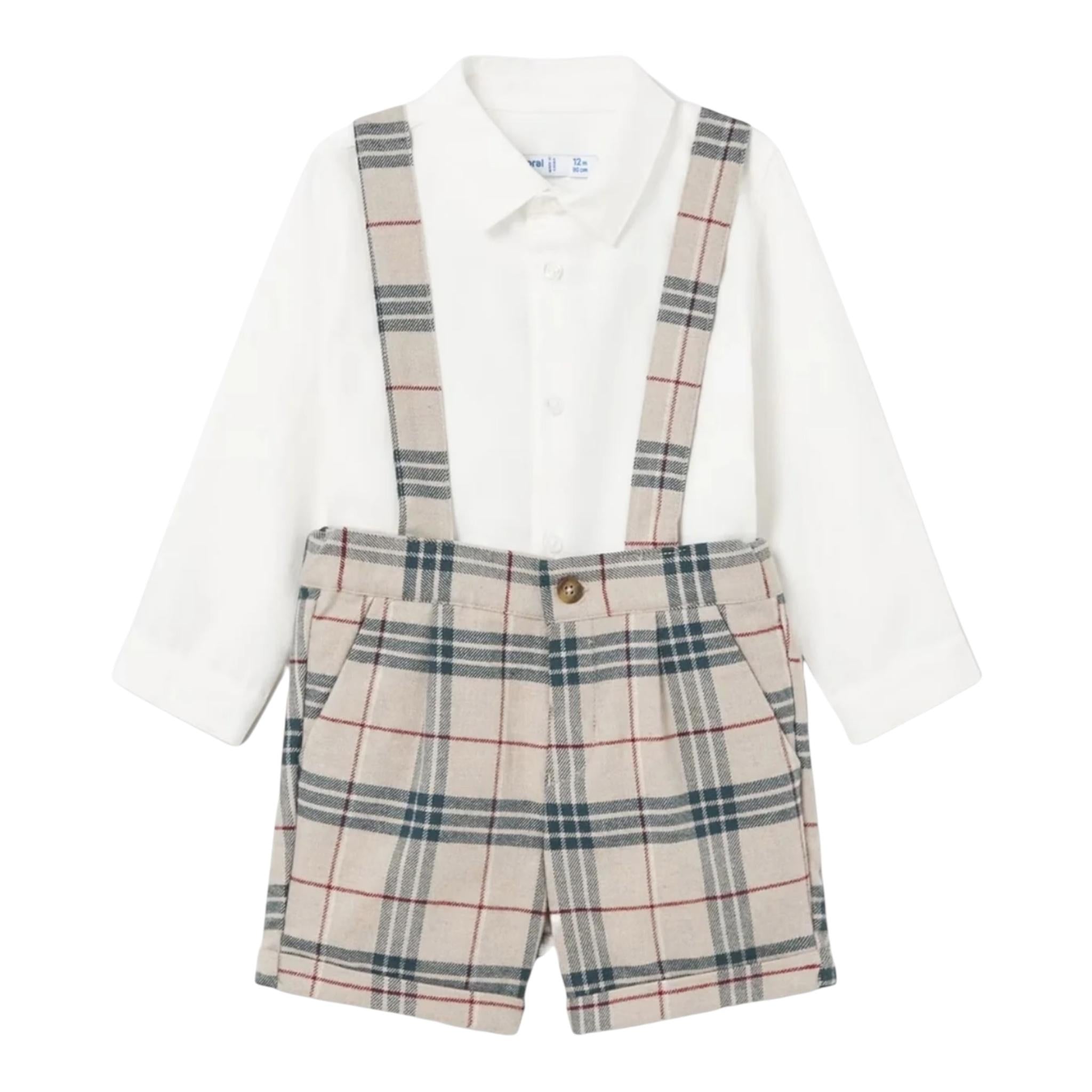 MAYORAL completo 2 pezzi camicia-bermuda con bretelle Bianco per Neonato 2251 BIANCO MAYORAL