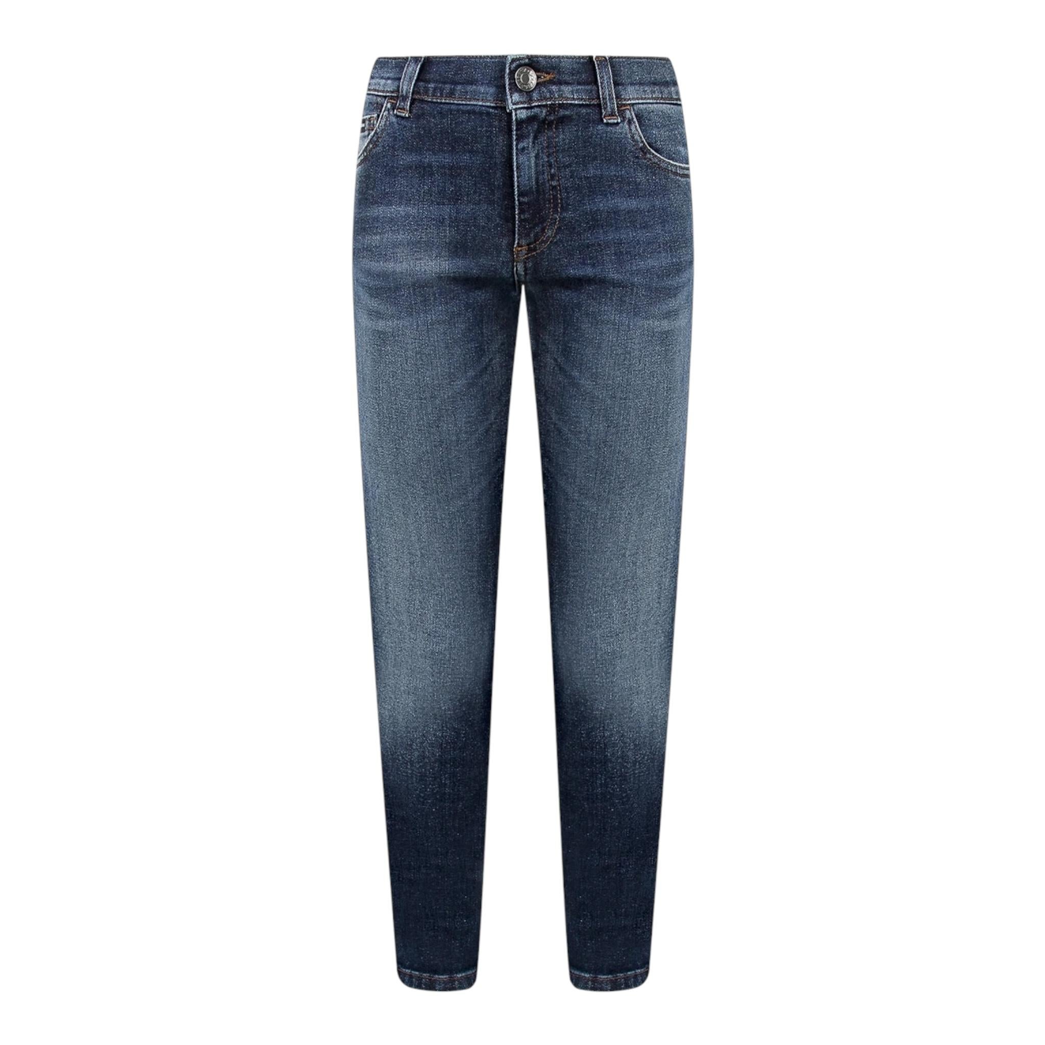 DOLCE & GABBANA jeans tinta unita con girovita regolabile Blu per Bambina L42F04 BLU DOLCE & GABBANA