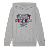 TOMMY HILFIGER felpa chiusa con cappuccio tinta unita con logo Grigio per Bambino KB0KB09050 GRIGIO TOMMY HILFIGER
