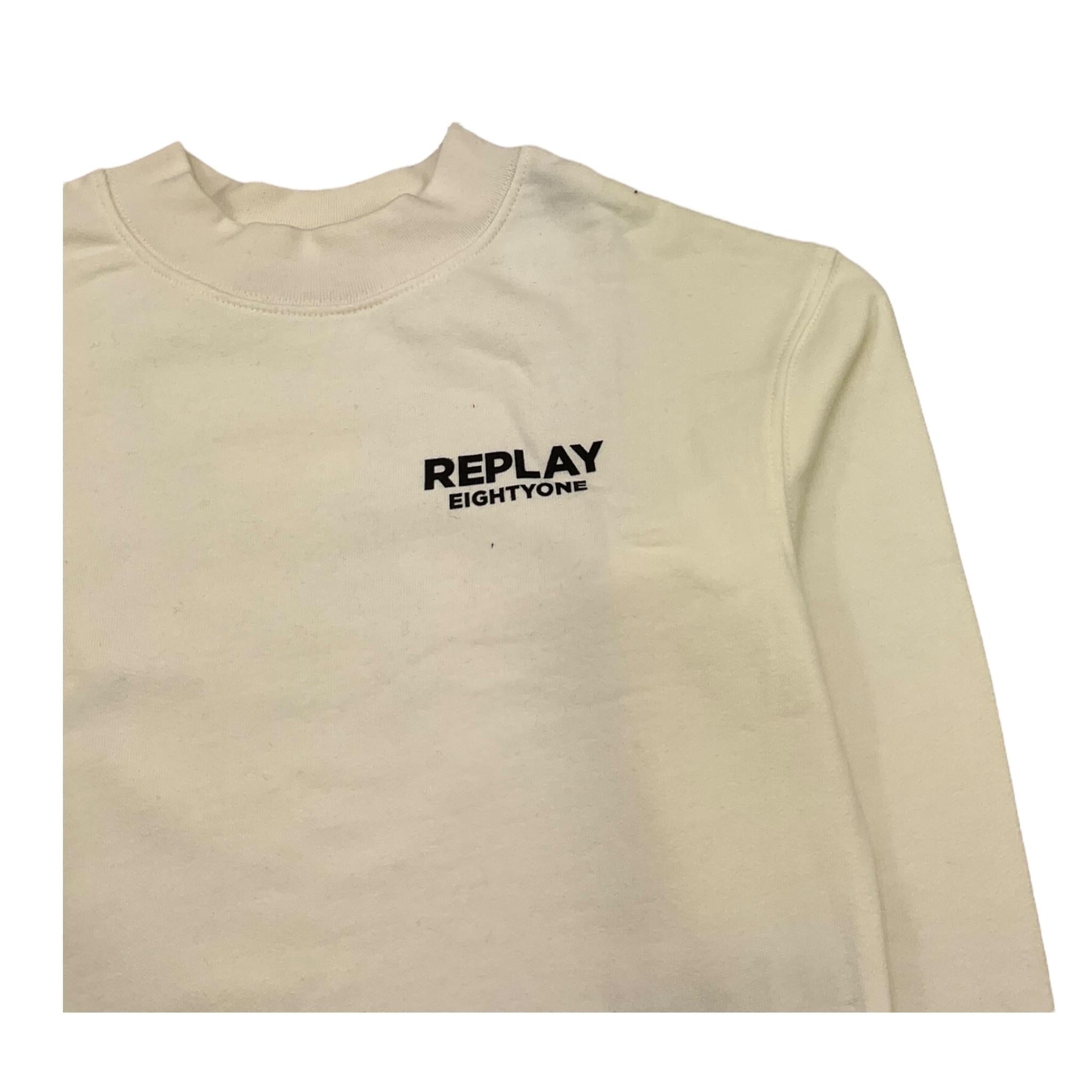 REPLAY felpa chiusa girocollo tinta unita con logo Panna per Bambino SV2065 PANNA REPLAY