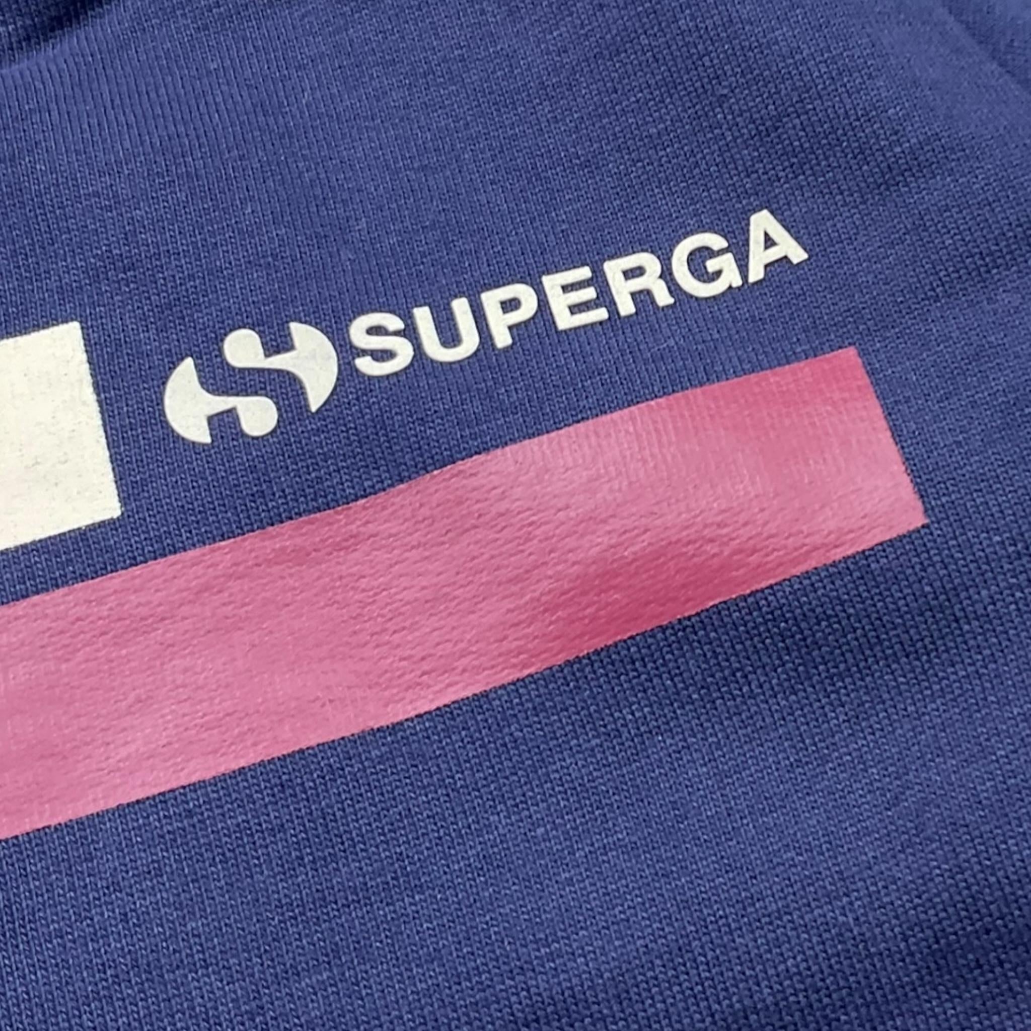 SUPERGA felpa tinta unita con cappuccio e stampa Blu per Bambino SA100 BLU SUPERGA