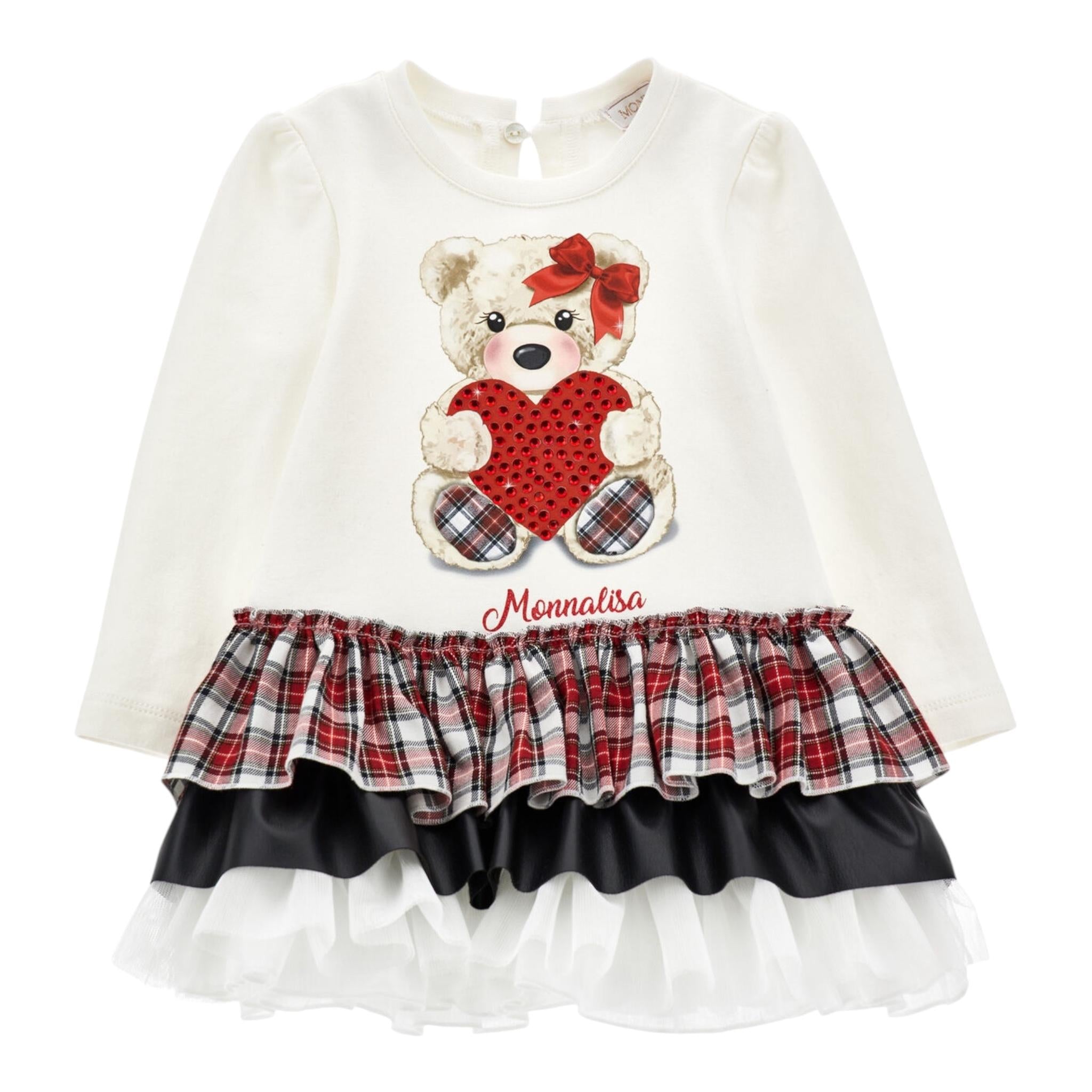 ELISABETTA FRANCHI abito felpa girocollo tinta unita con balze Bianco per Bambina 19D922 BIANCO ELISABETTA FRANCHI