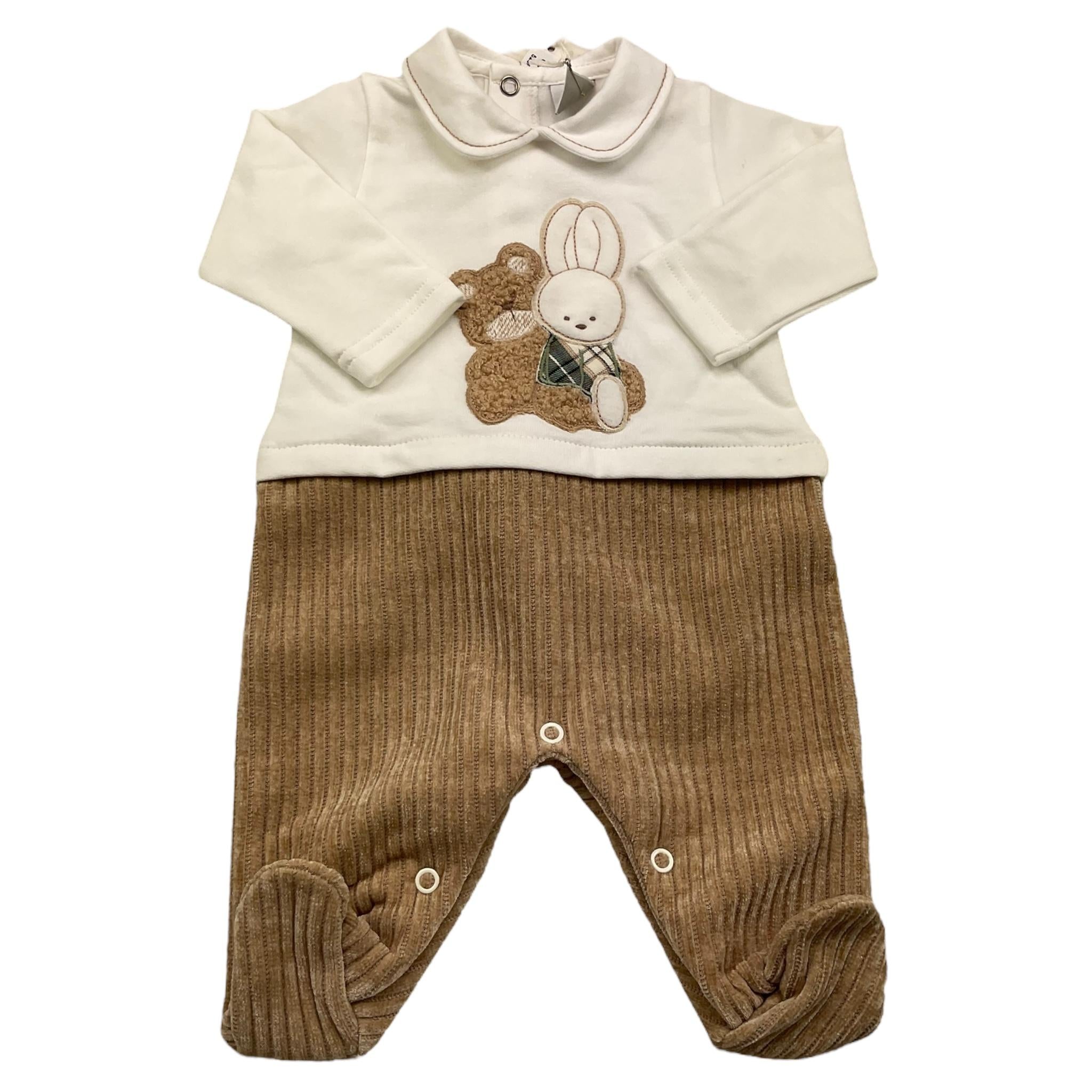 MARLU' tutina bicolore con stampa Bianco/beige per Neonato IB5714 BIANCO/BEIGE MARLU'