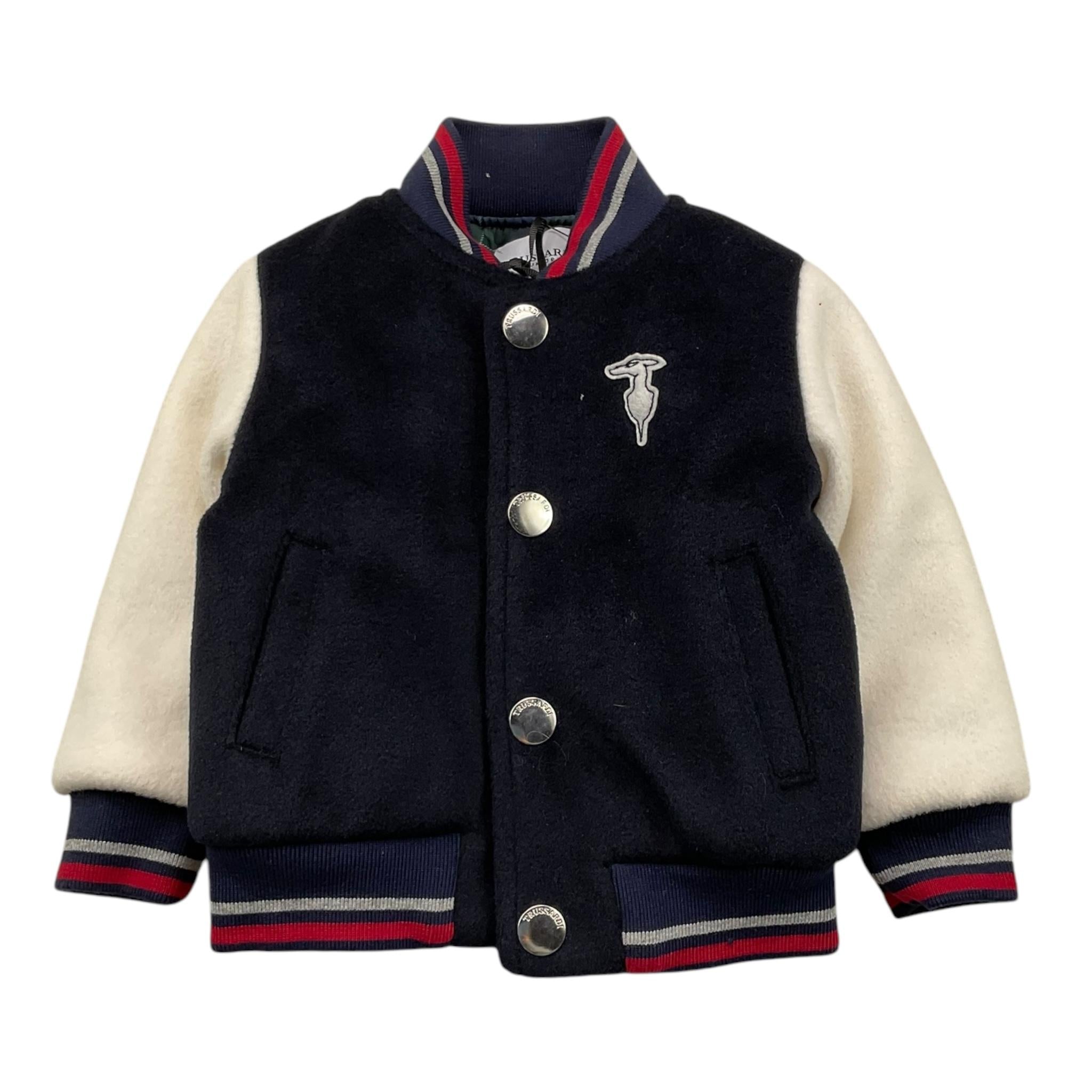 TRUSSARDI giubbino tinta unita modello college con maniche in contrasto Blu per Neonato TIA25029GB BLU TRUSSARDI