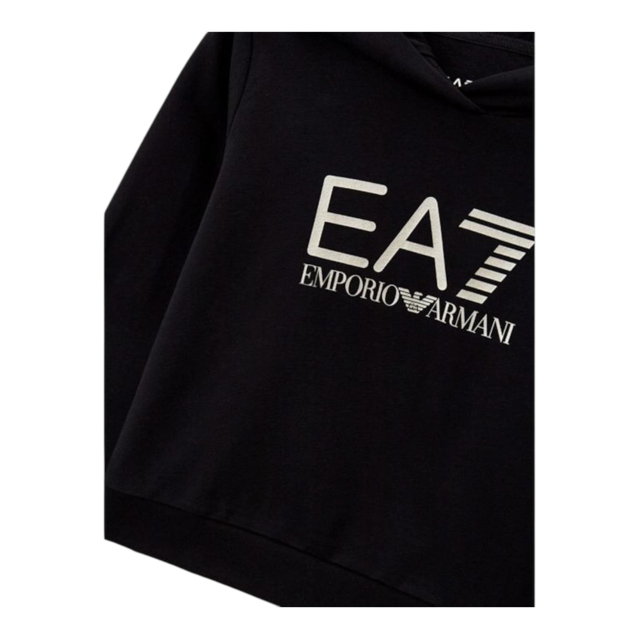 EMPORIO ARMANI felpa tinta unita con cappuccio e con stampa Nero/bronzo per Bambino 8NFM01 NERO/BRONZO EMPORIO ARMANI