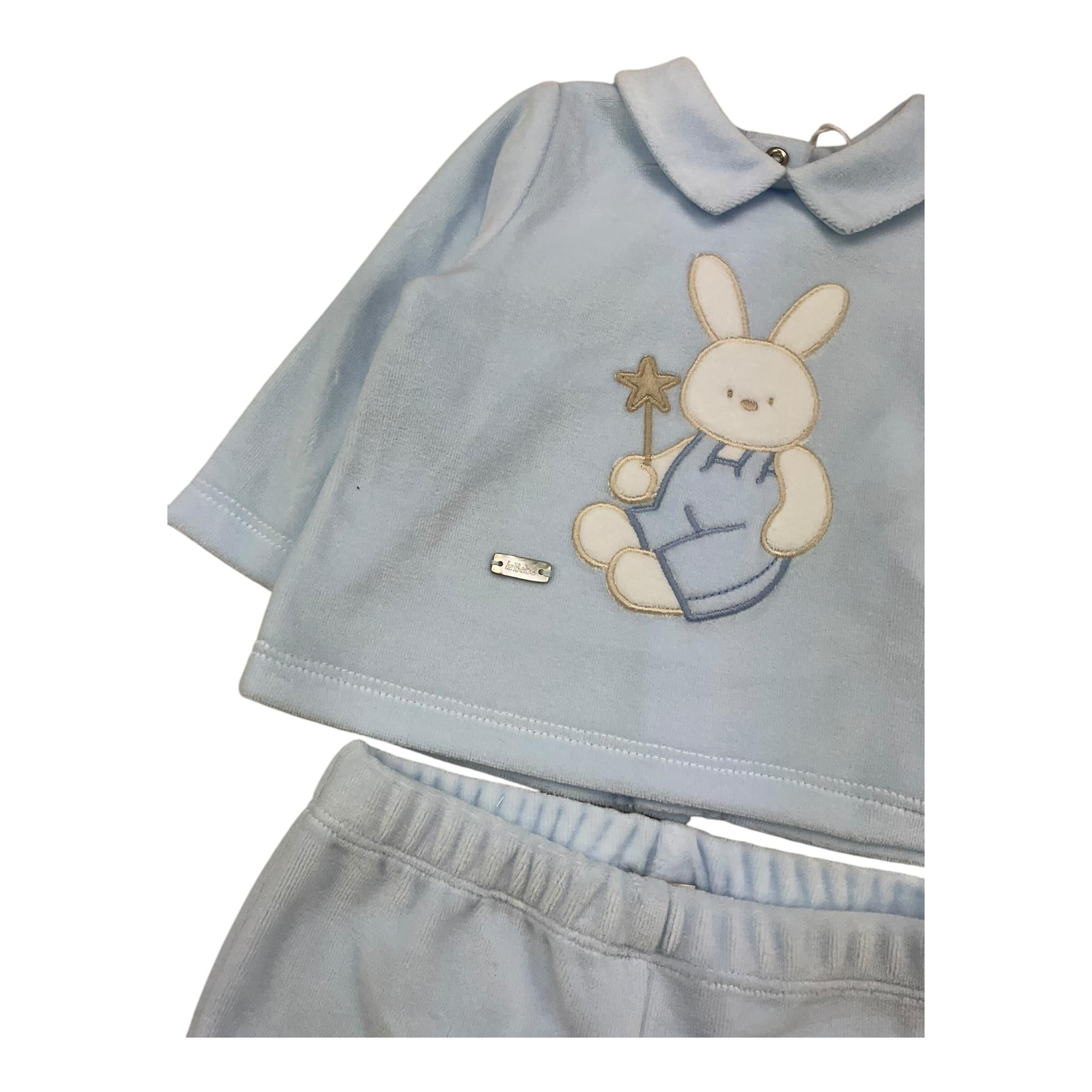 LE BEBE' completo 2 pezzi shirt-ghettina tinta unita in ciniglia Azzurro per Neonato LBB5075 AZZURRO LE BEBE'