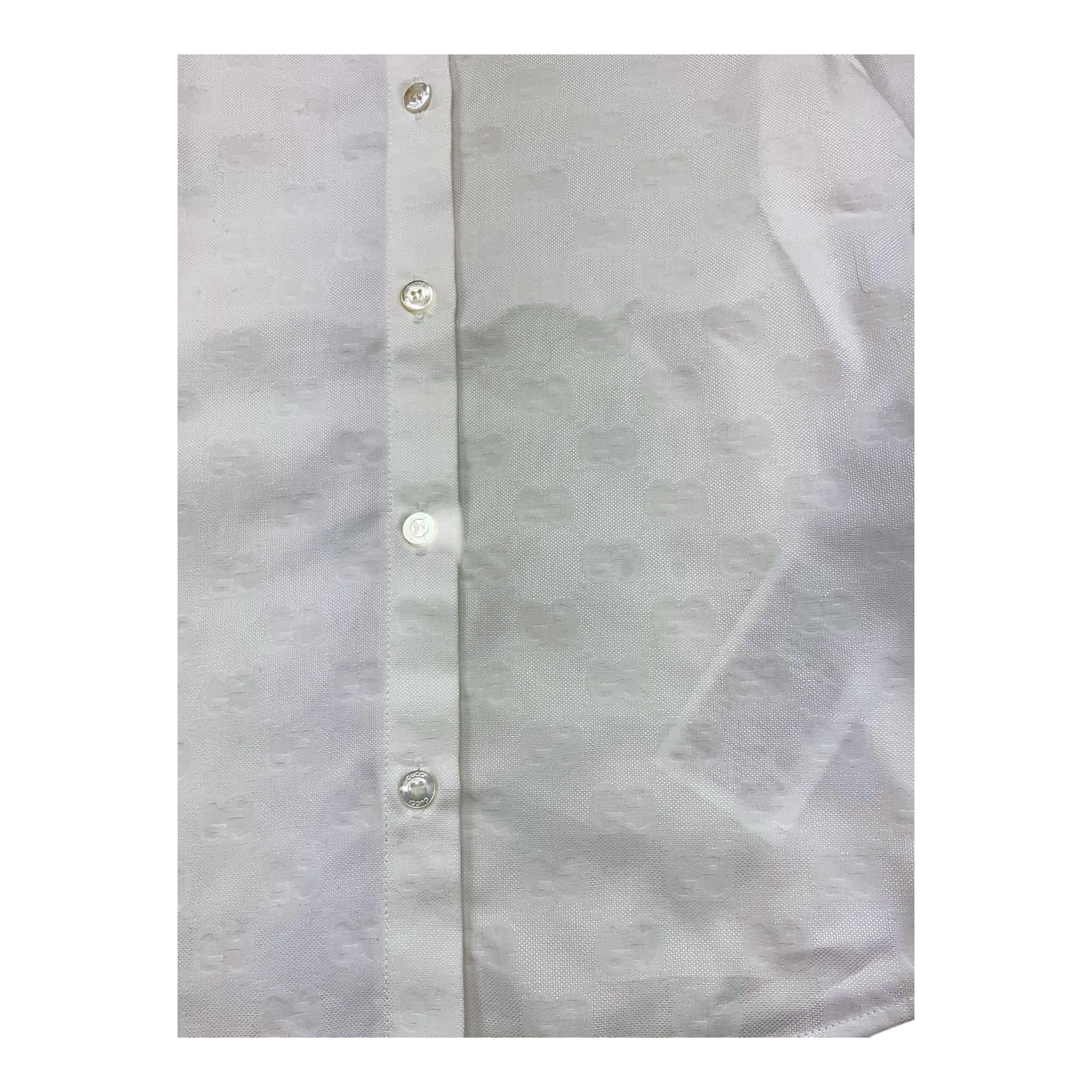 GUCCI camicia manica lunga tinta unita con loghi Bianco per Bambino 793093 BIANCO GUCCI