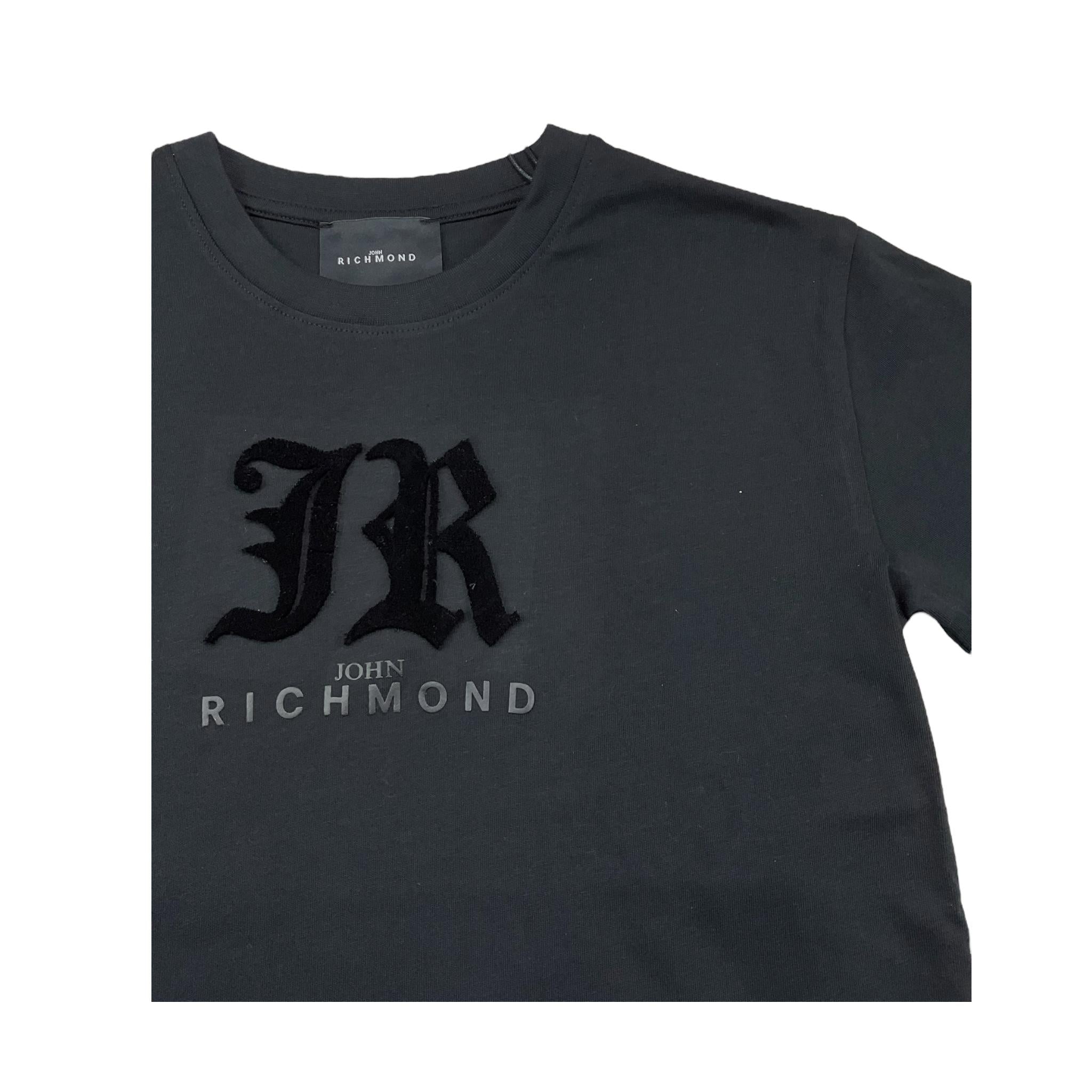 JOHN RICHMOND t-shirt girocollo tinta unita con stampa in contrast Nero per Bambino RBA25008TS NERO JOHN RICHMOND