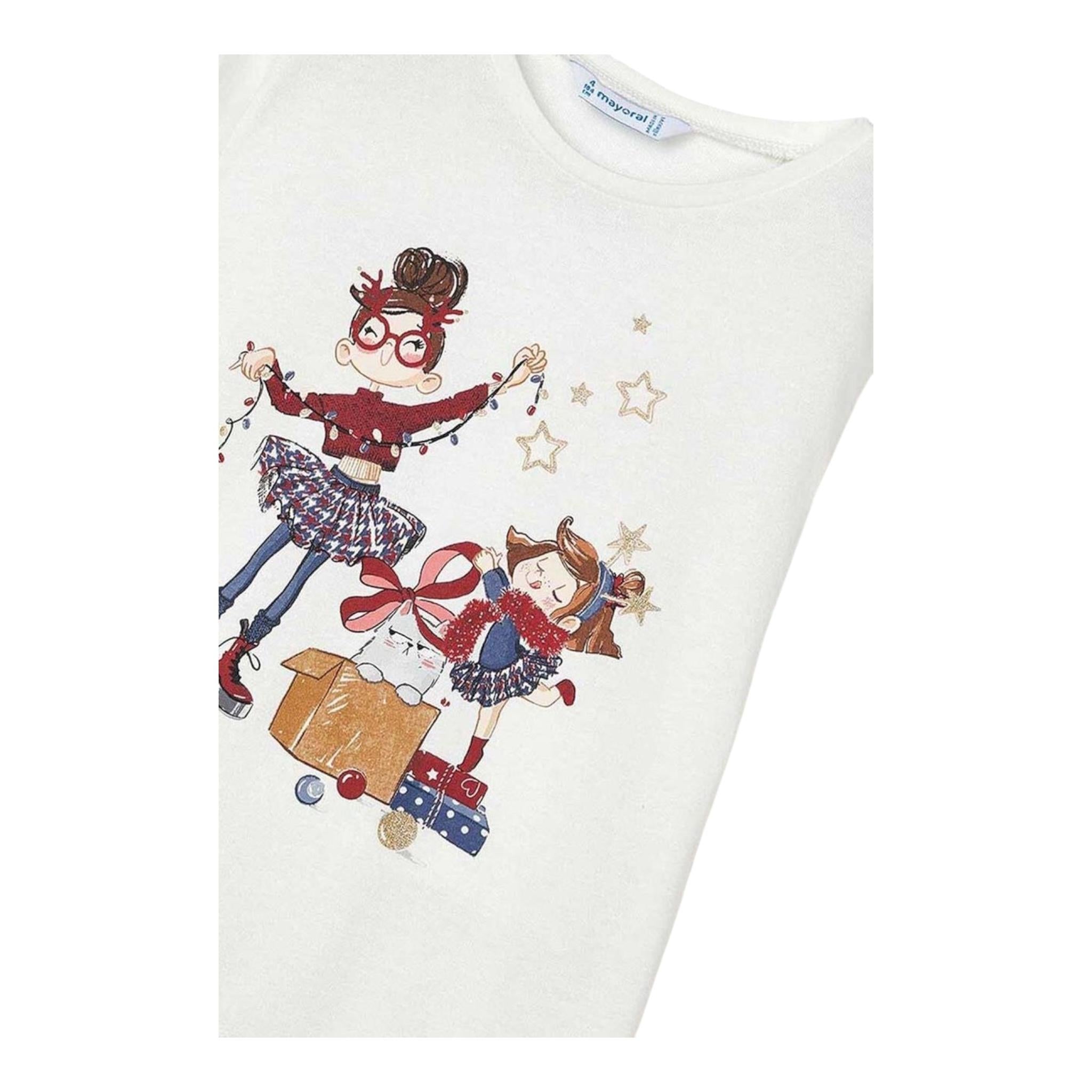MAYORAL shirt girocollo tinta unita con stampa in contrasto Bianco per Bambina 4072 BIANCO MAYORAL