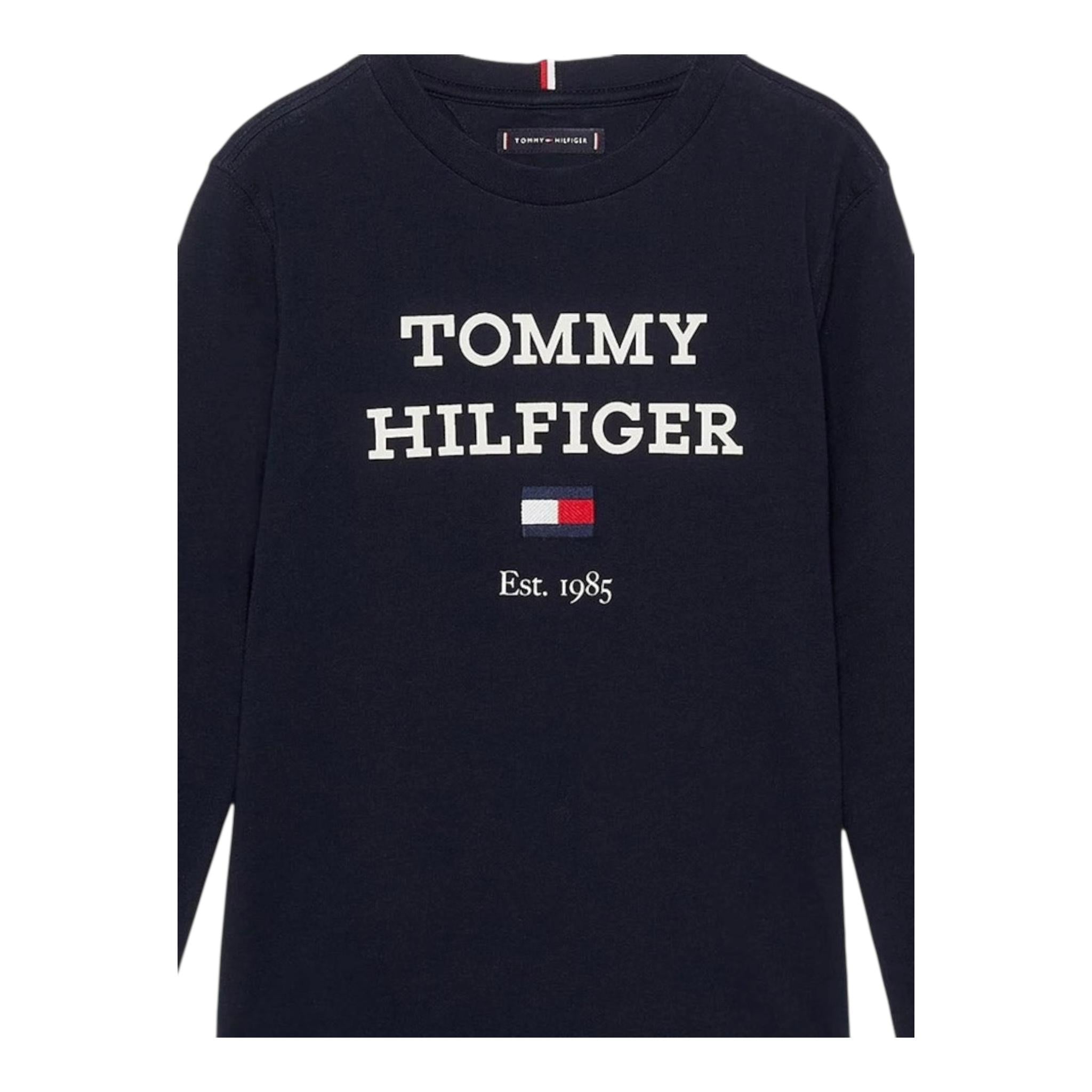 TOMMY HILFIGER shirt girocollo tinta unita con stampa Blu per Neonato KB0KB08672 BLU TOMMY HILFIGER