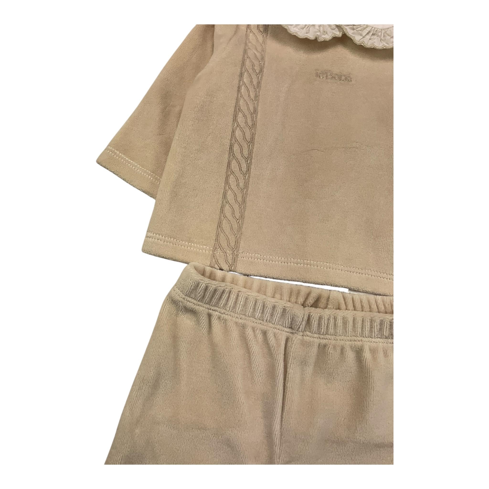 LE BEBE' completo 2 pezzi shirt-ghettina in ciniglia tinta unita Beige per Neonato LBB5096 BEIGE LE BEBE'