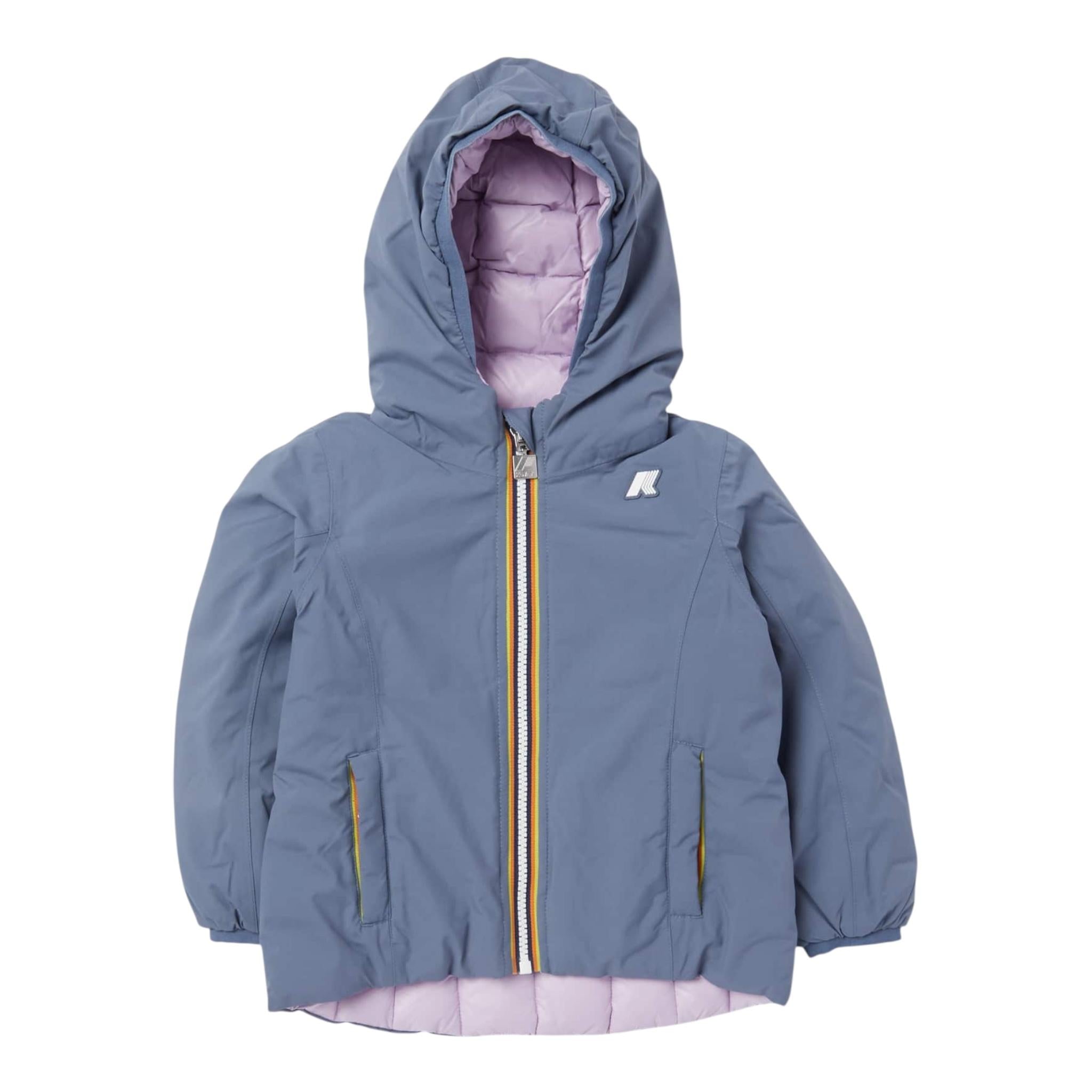 K-WAY giubbino reversibile con zip e cappuccio bicolore Azzurro/lilla per Bambina K5123QWX AZZURRO/LILLA K-WAY