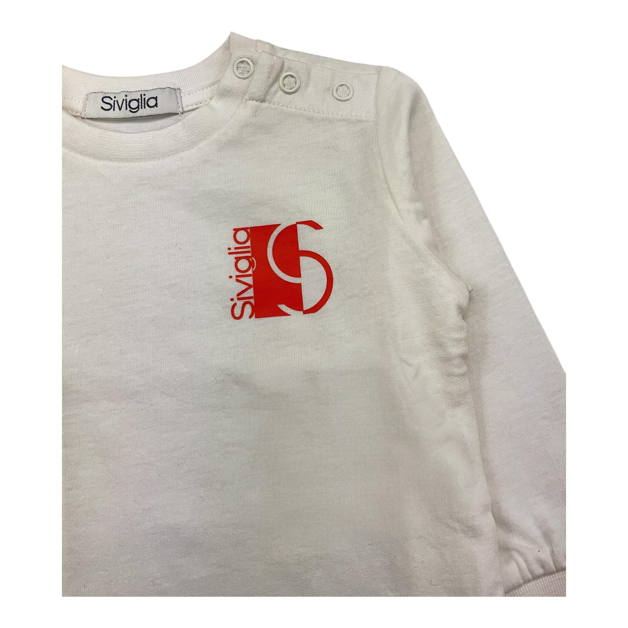 SIVIGLIA shirt girocollo tinta unita con stampa in contrasto Panna per Neonato SVNTS00516 PANNA SIVIGLIA
