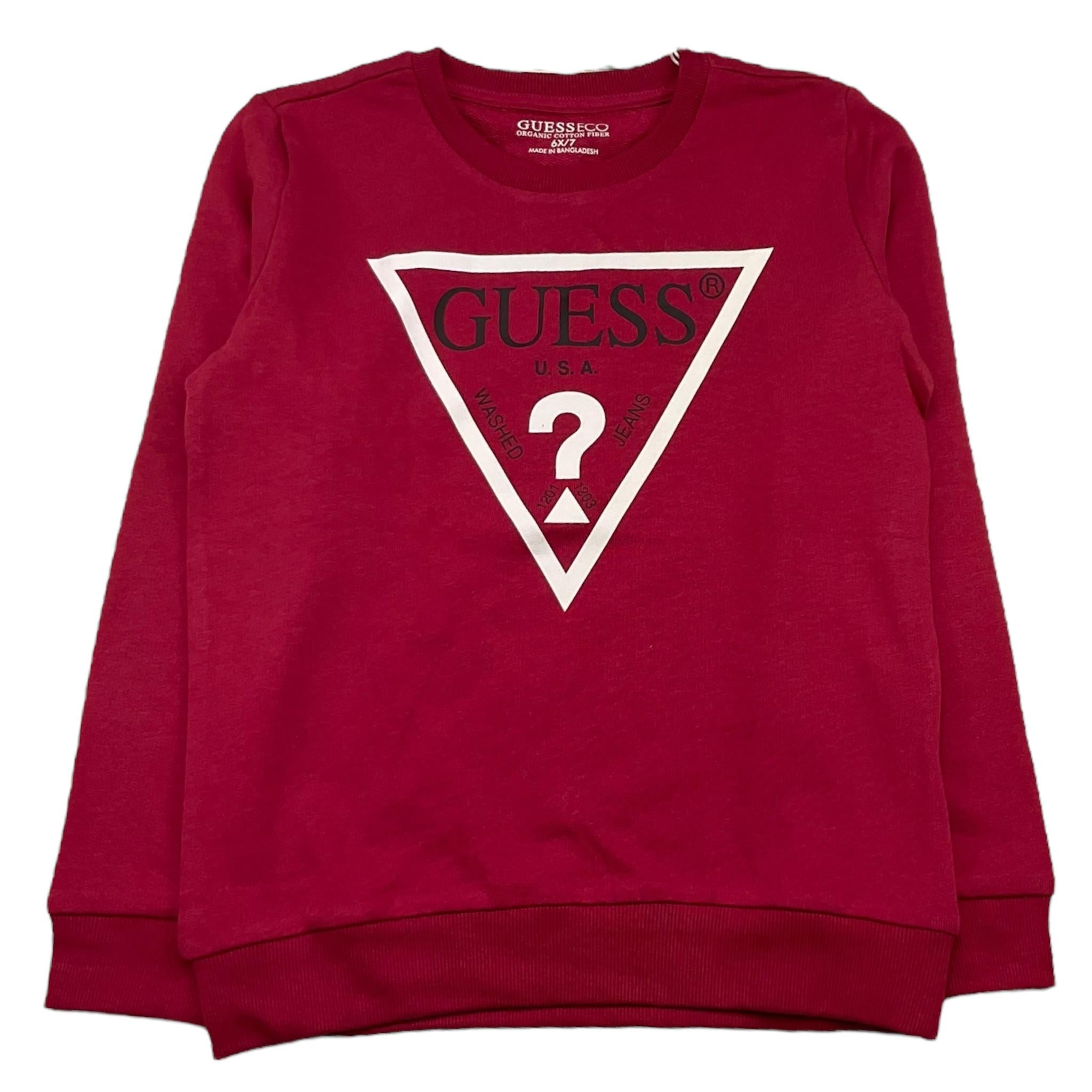 GUESS felpa tinta unita girocollo con stampa Bordeaux per Bambino N73Q10KAUG0X BORDEAUX GUESS