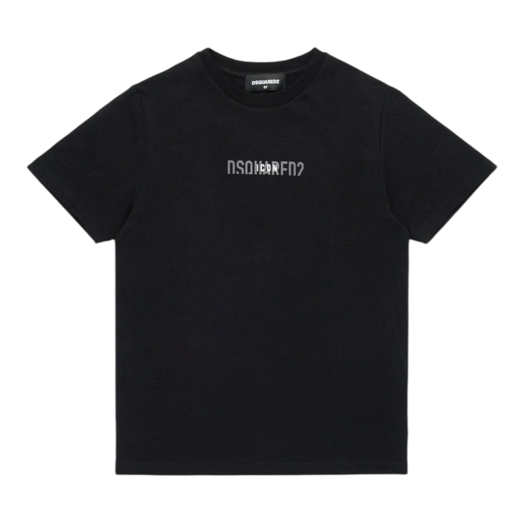 DSQUARED2 t-shirt girocollo tinta unita con logo Nero per Bambino DQ2652 NERO DSQUARED2