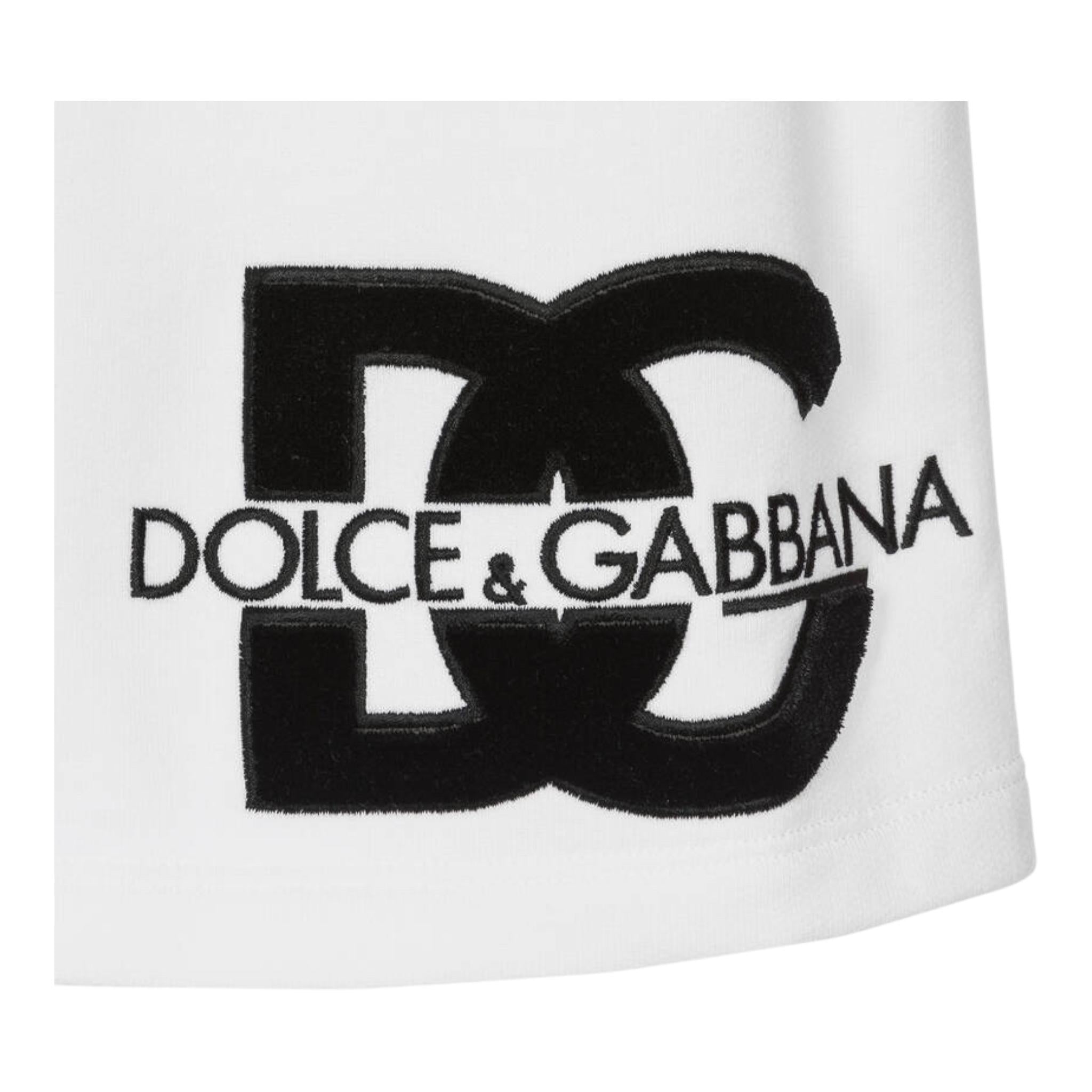 DOLCE & GABBANA gonna tinta unita con logo Bianco per Bambina L5JIA2 BIANCO DOLCE & GABBANA