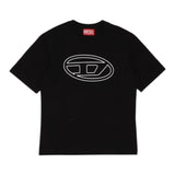 DIESEL t-shirt girocollo tinta unita con logo Nero per Bambino J01788X NERO DIESEL