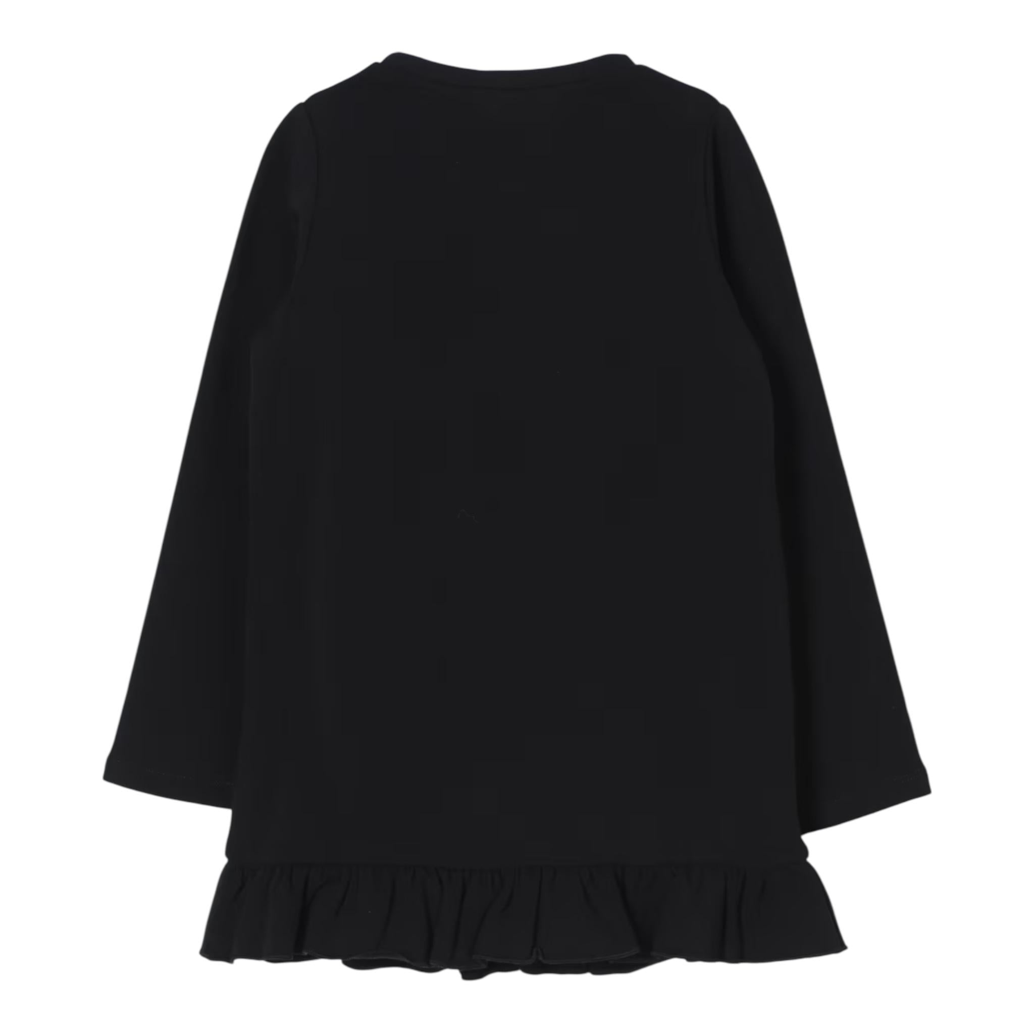 LIU JO abito in felpa girocollo tinta unita con stampa Nero per Bambina KF4107XX NERO LIU JO