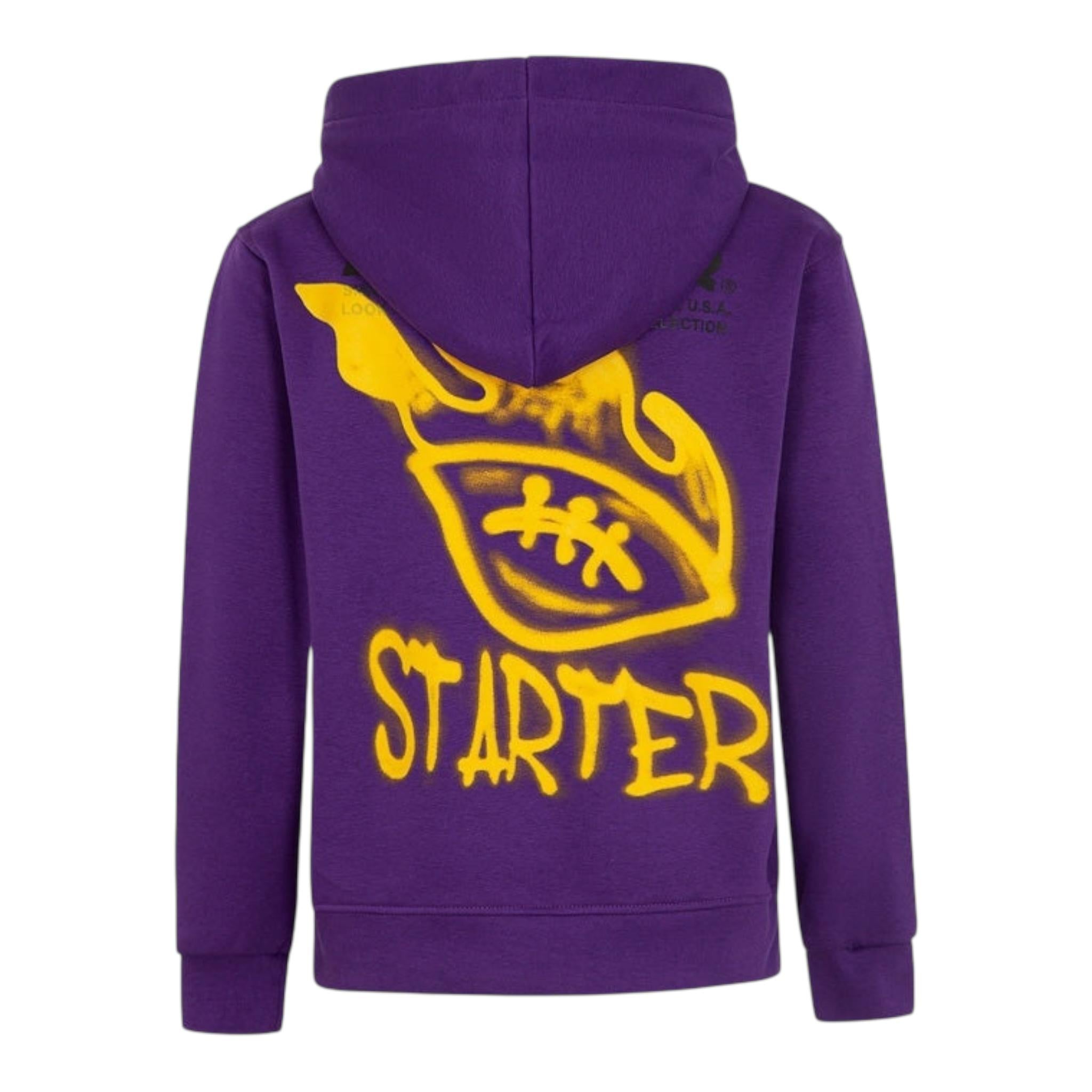 STARTER felpa chiusa con cappuccio tinta unita cn logo Viola per Bambino 1329 VIOLA STARTER