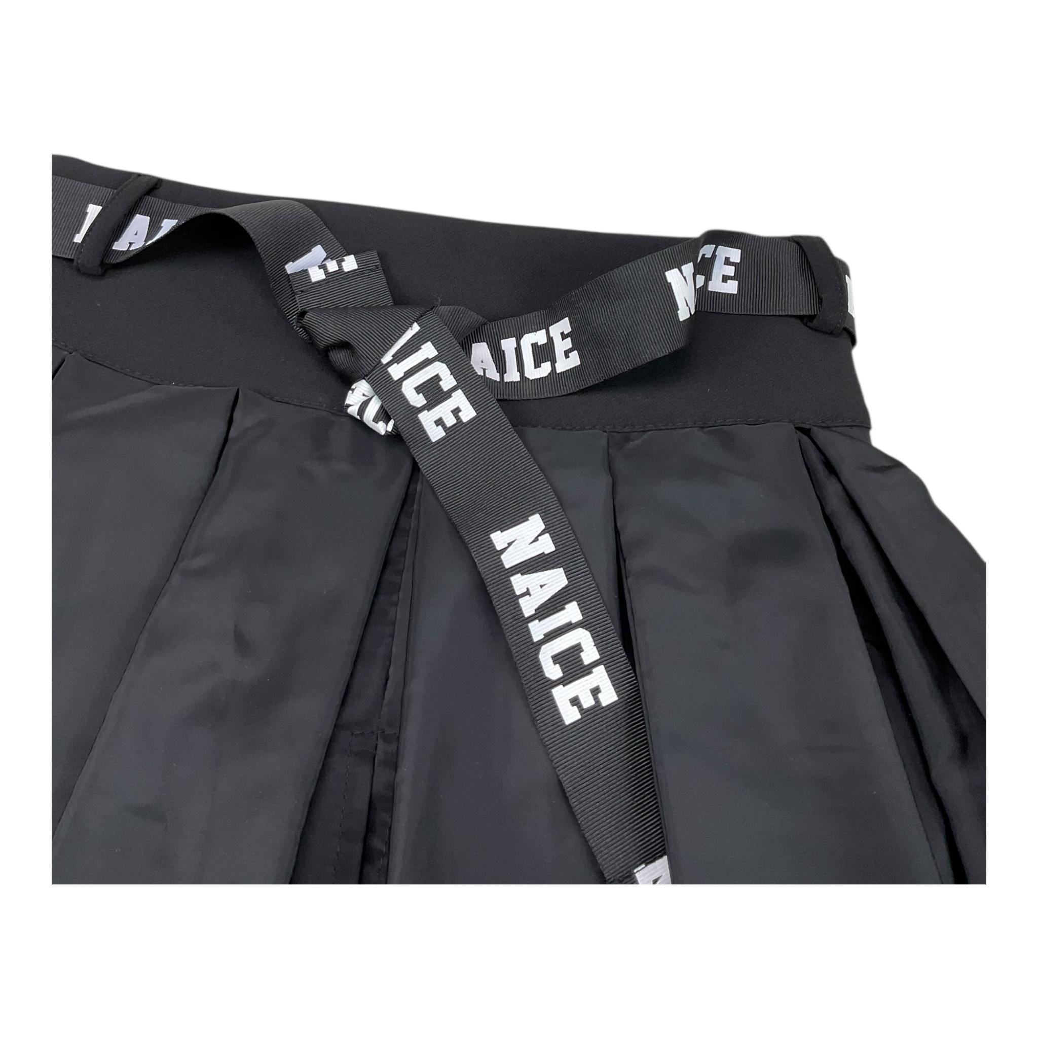 NAICE gonna tinta unita con cintura logata Nero per Bambina 23969 NERO NAICE