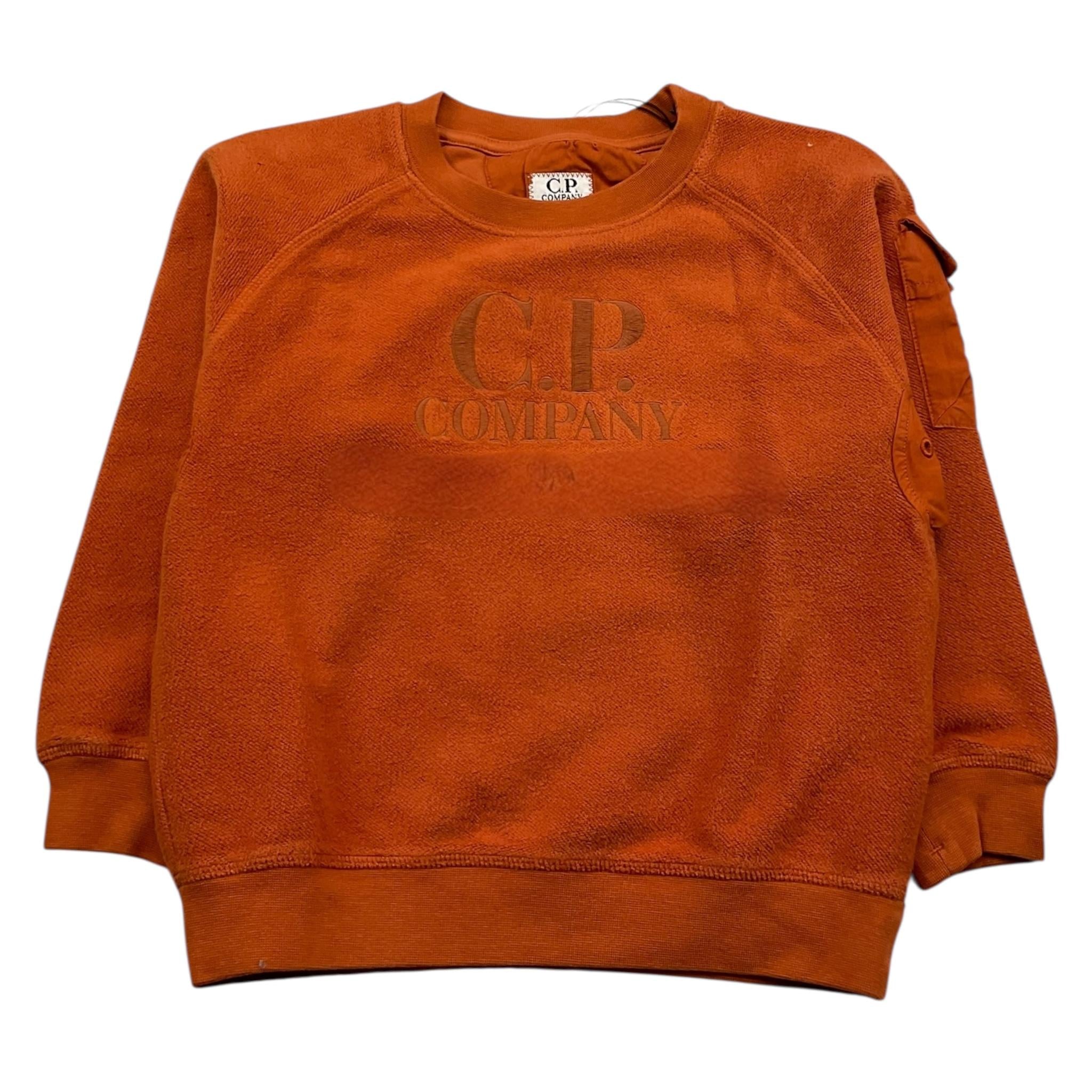 C.P. COMPANY felpa chiusa girocollo tinta unita con logo Arancione per Bambino CUF00N ARANCIONE C.P. COMPANY