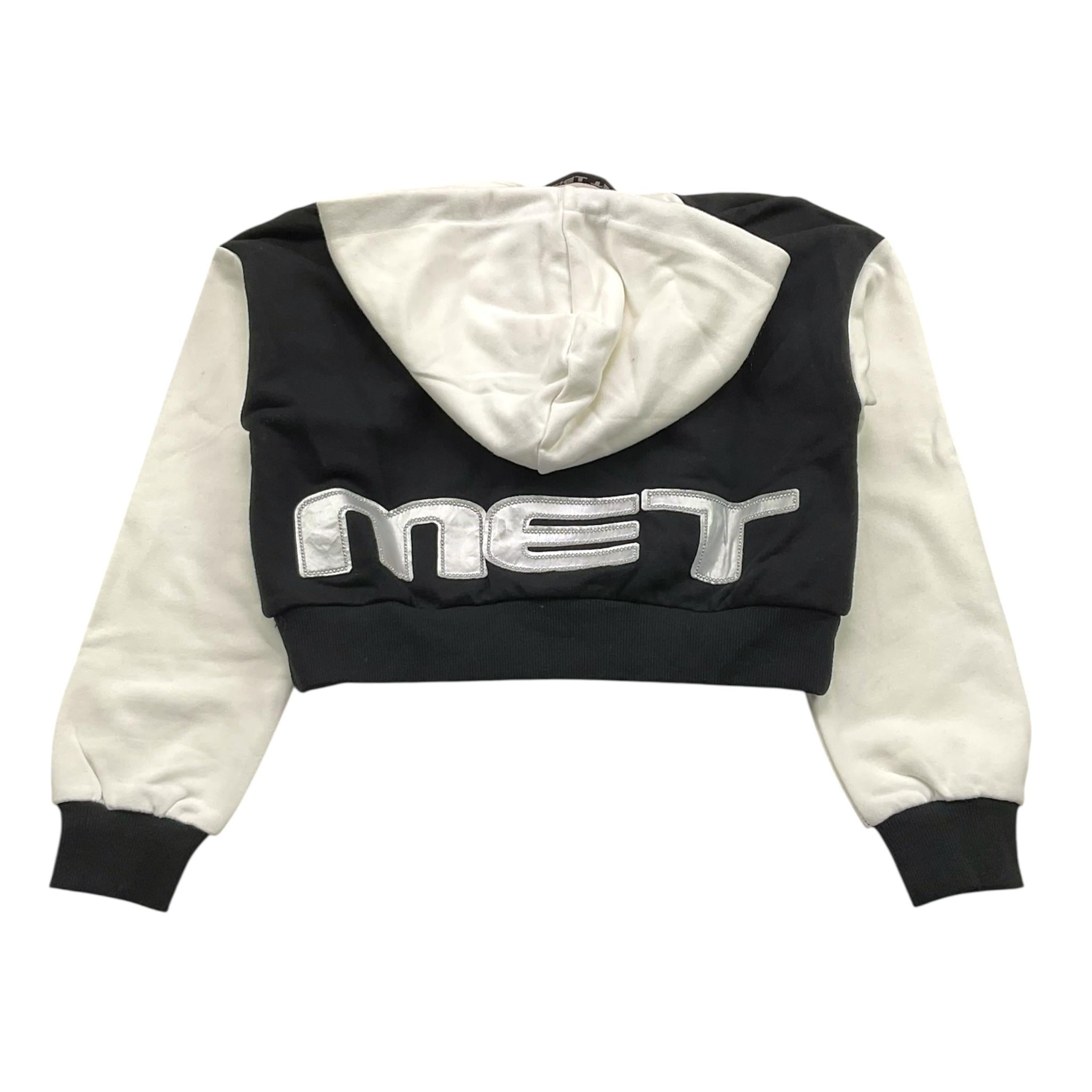 MET felpa girocollo tinta unita con stampa e zip Nero per Bambina ME591 NERO MET