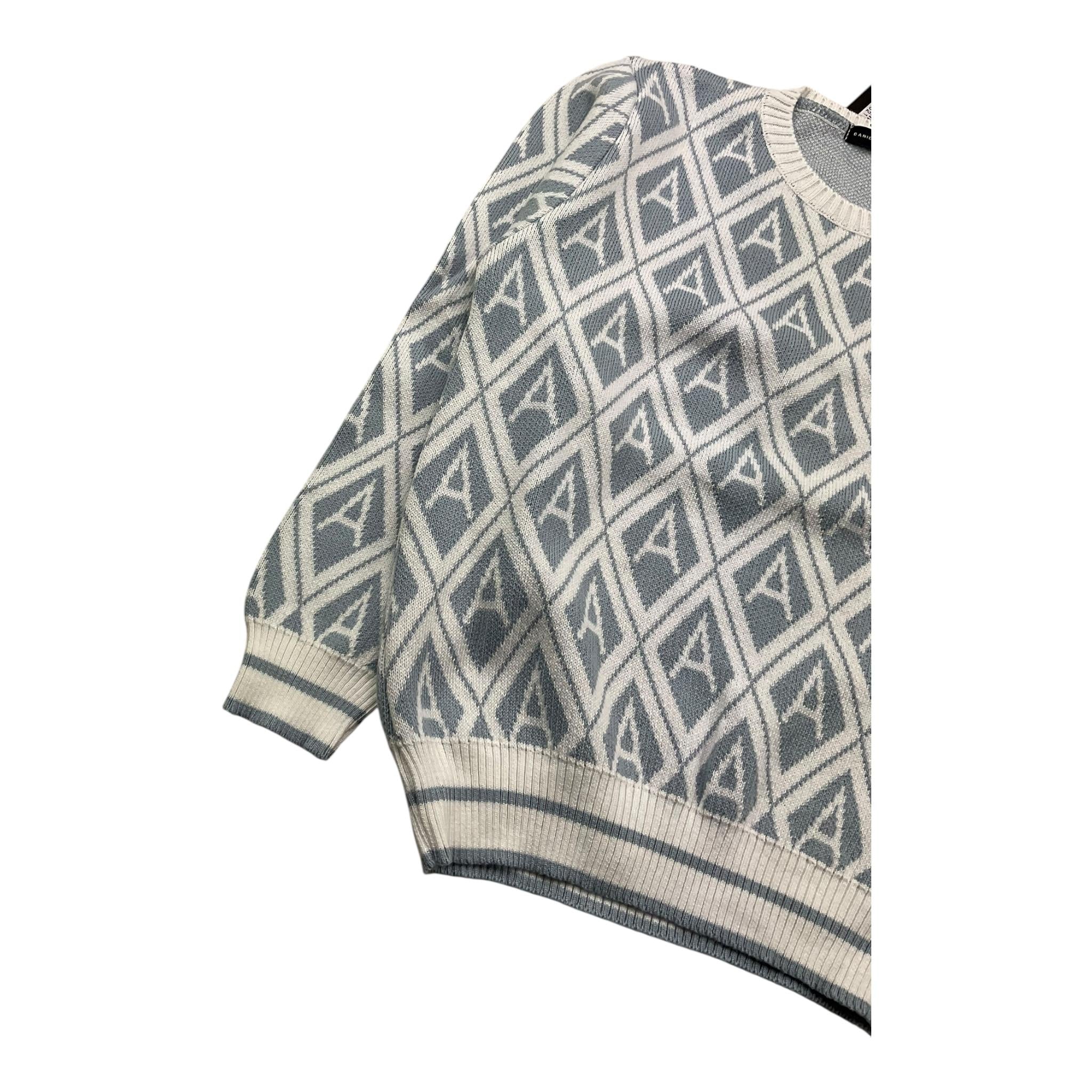 DANIELE ALESSANDRINI maglia girocollo tinta unita con fantasia rombi Bianco per Bambino 1291W00047XX BIANCO DANIELE ALESSANDRINI
