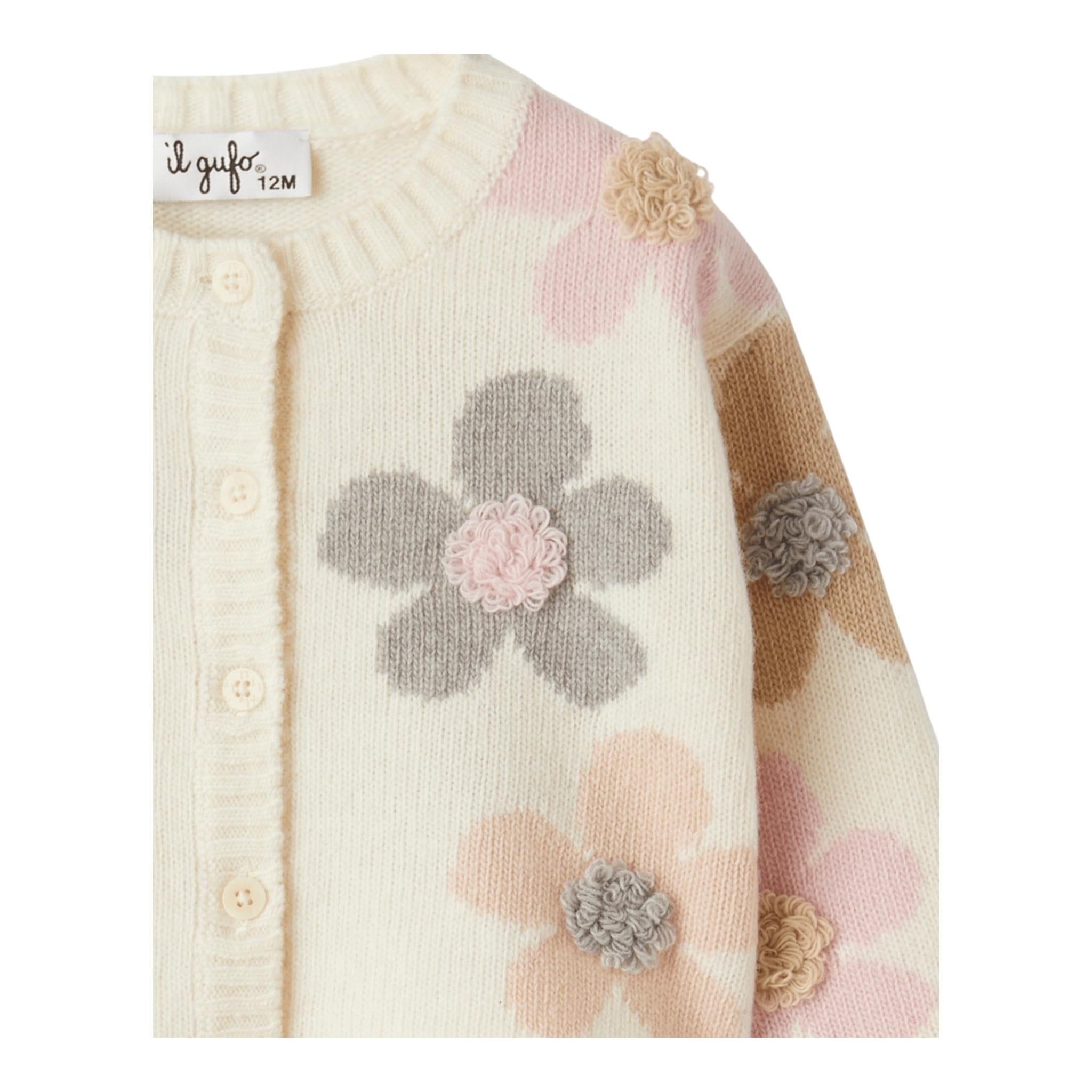 IL GUFO maglia girocollo tinta unita con ricami Panna per Bambina A24GF2438EM220 PANNA IL GUFO