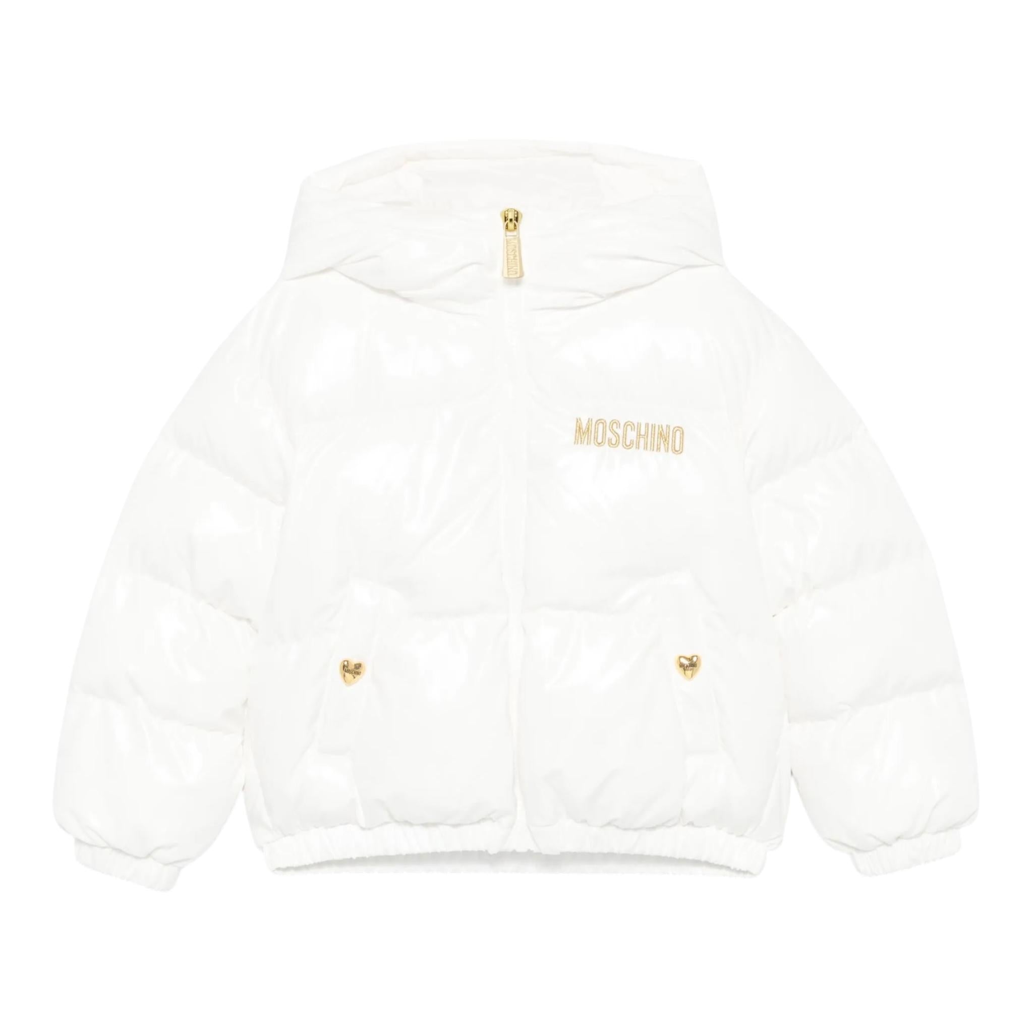 MOSCHINO giubbino tinta unita con cappuccio Bianco per Bambina HDS04R BIANCO MOSCHINO