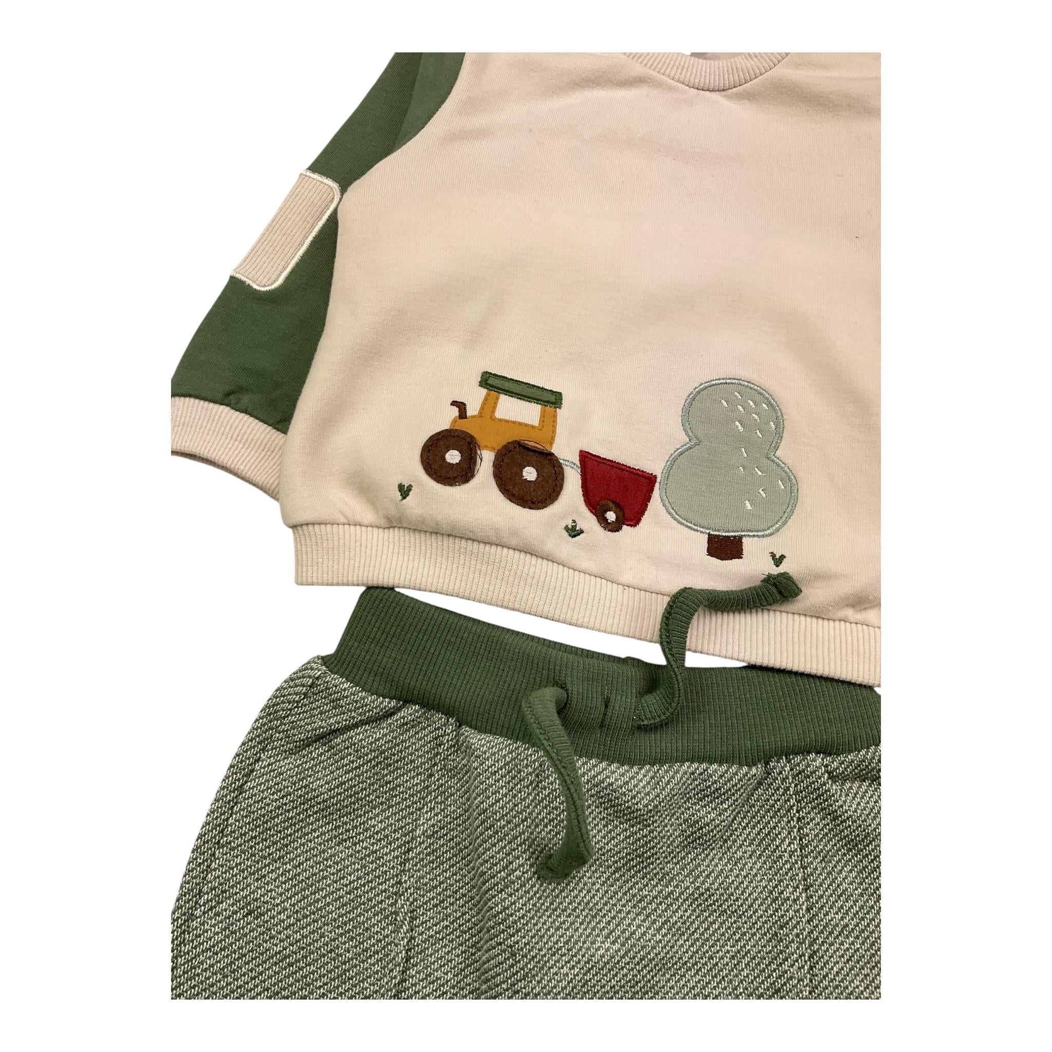 MAYORAL completo 2 pezzi felpa-pantalone Biege/verde per Neonato 26255 BEIGE/VERDE MAYORAL