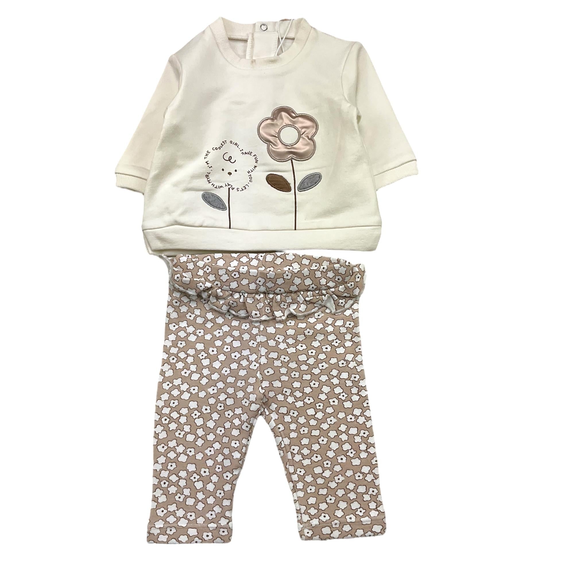 MAYORAL completo 2pz felpa-leggins bicolore con stampa Panna per Neonata 24091 PANNA MAYORAL