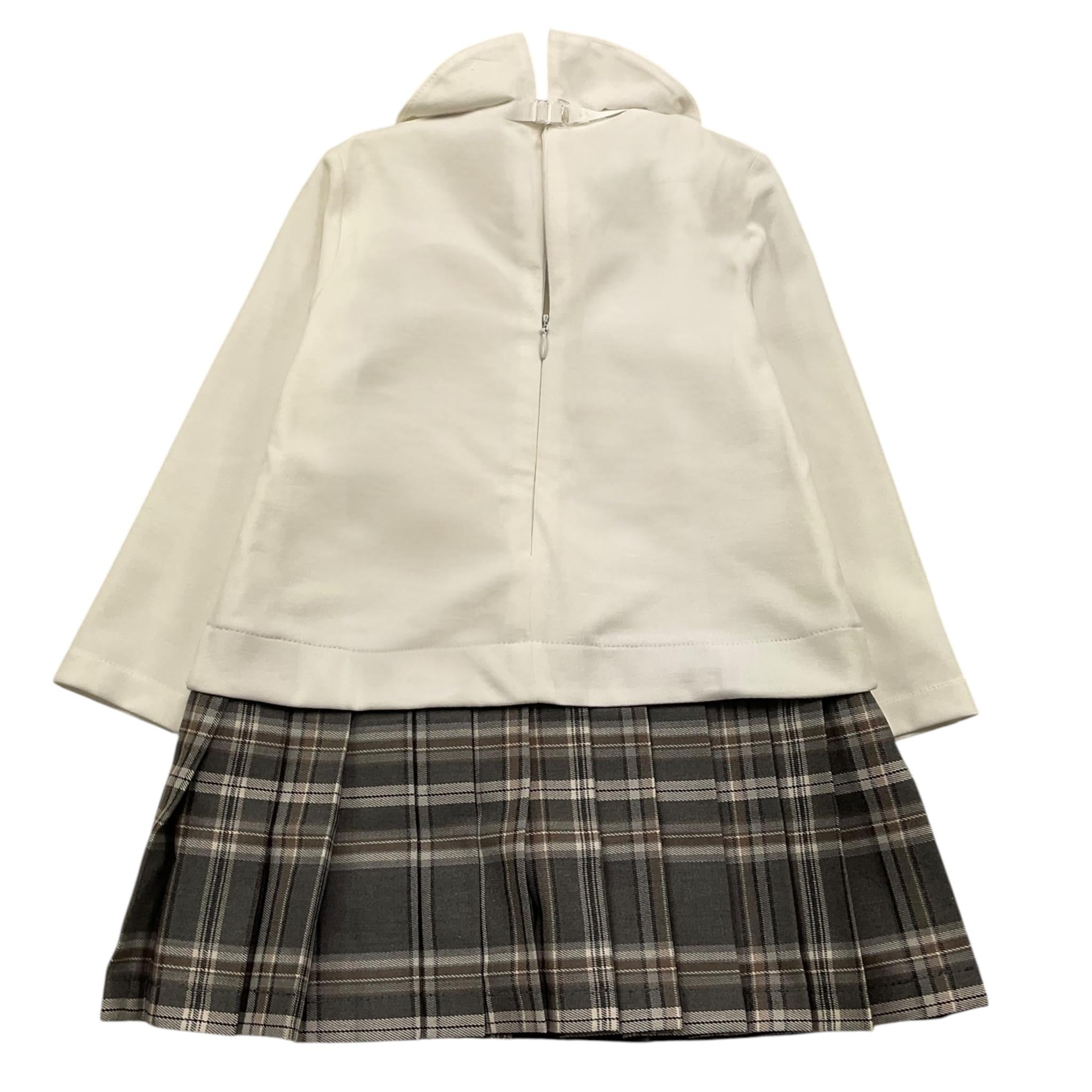 LE BEBE' abito manica lunga tinta unita con gonna e cravatta in contrast Bianco per Neonata LBG5351 BIANCO LE BEBE'