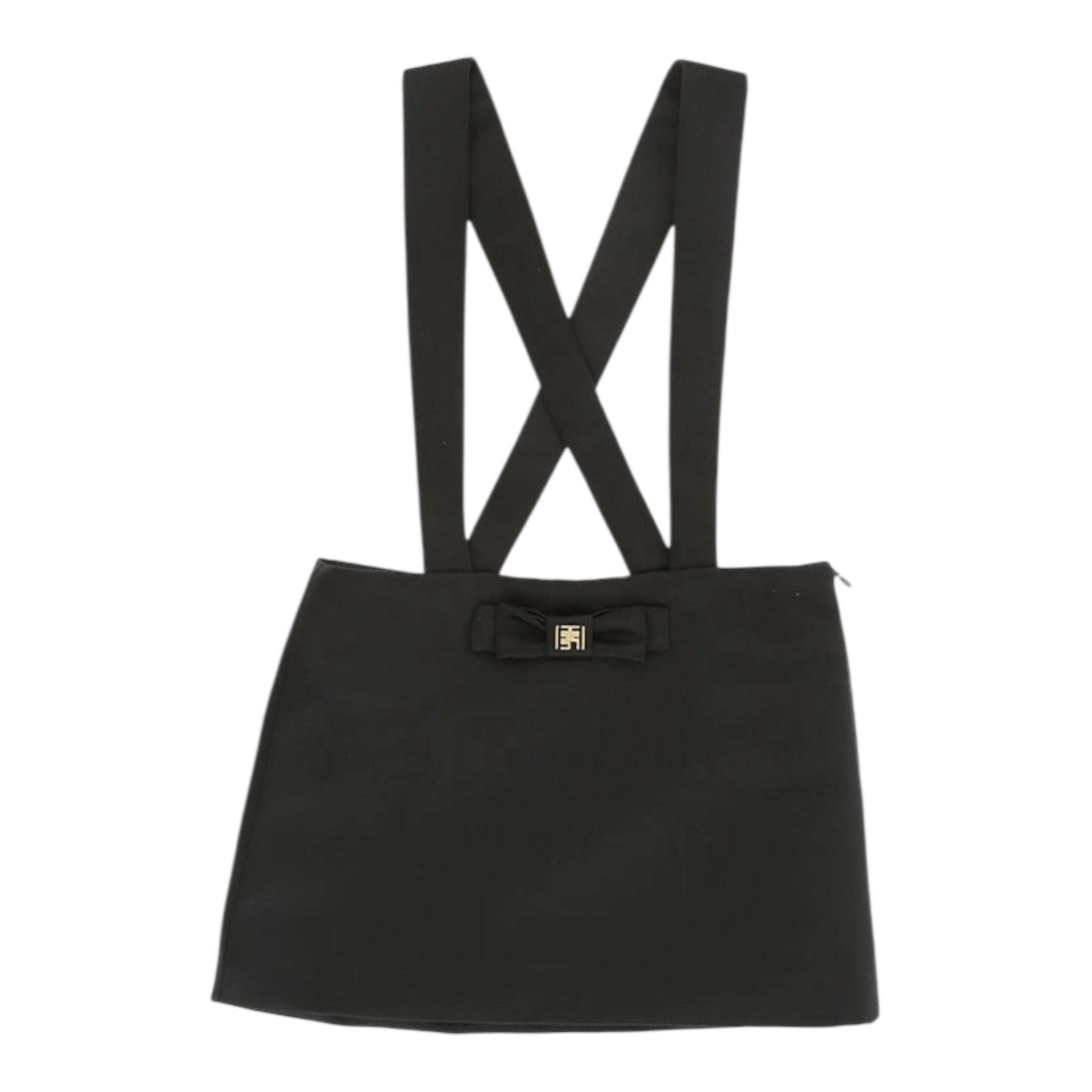ELISABETTA FRANCHI salopette modello gonna tinta unita con fiocco Nero per Bambina EFGO170 NERO ELISABETTA FRANCHI