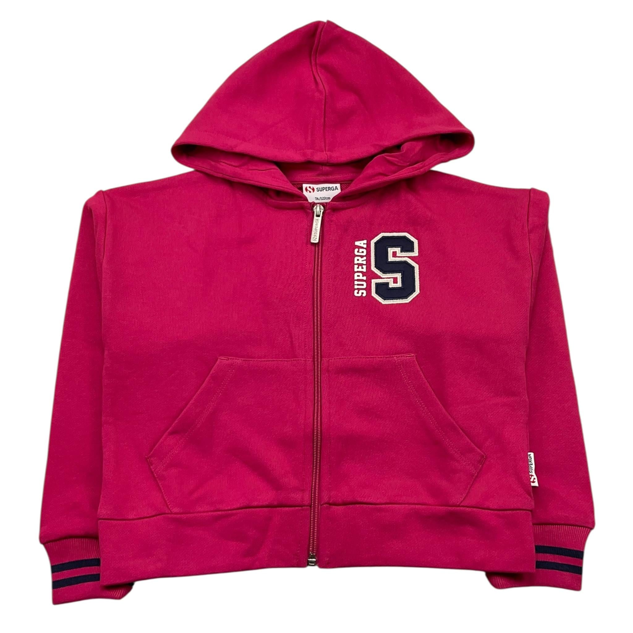 SUPERGA felpa con zip e cappuccio tinta unita Fuxia per Bambina SA109 FUXIA SUPERGA