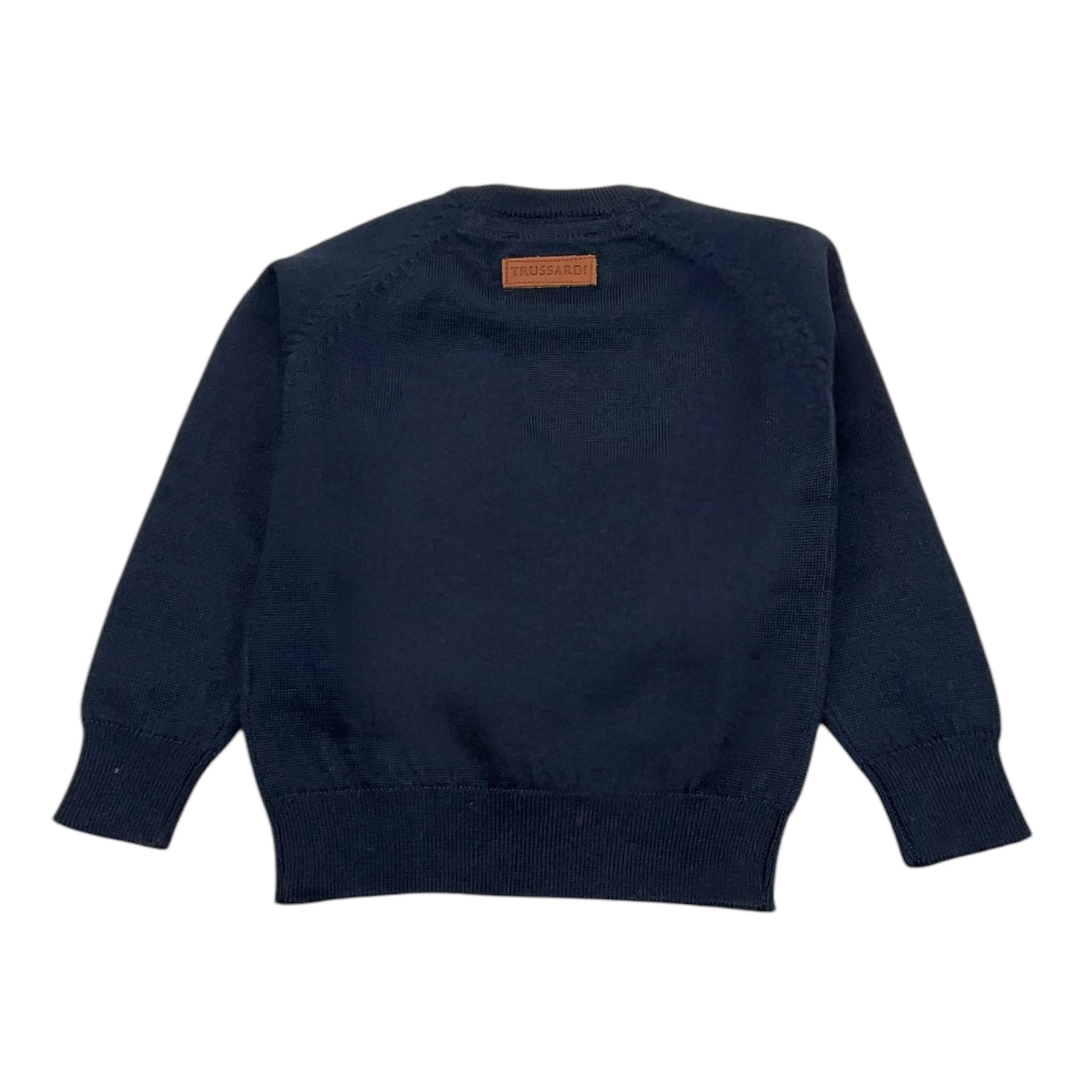 TRUSSARDI maglia tinta unita girocollo con stampa Blu per Neonato TIA24142MA BLU TRUSSARDI
