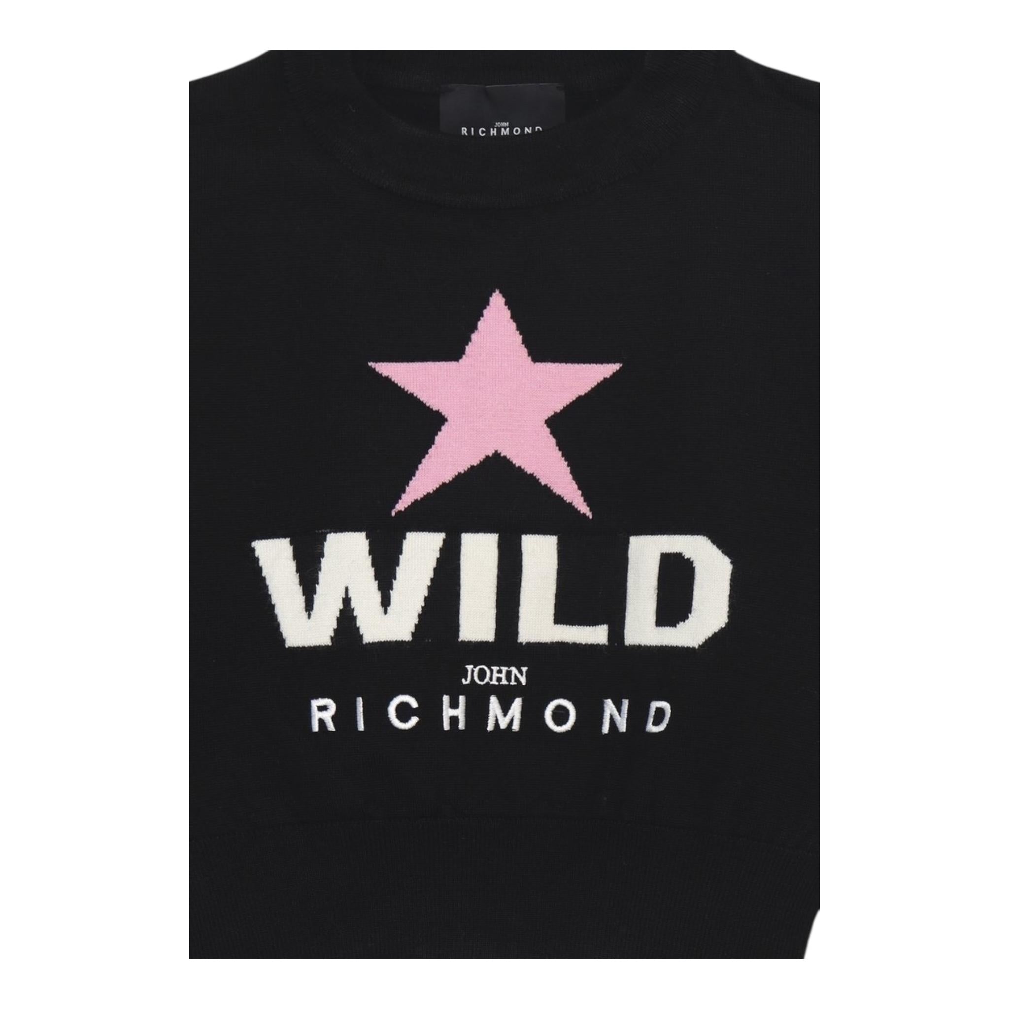JOHN RICHMOND maglia girocollo tinta unita con stampa Nero per Bambina RGA24106MARI NERO JOHN RICHMOND