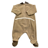 BABY VIP tutina manica lunga tinta unita in ciniglia Beige per Neonato T2796 BEIGE BABY VIP