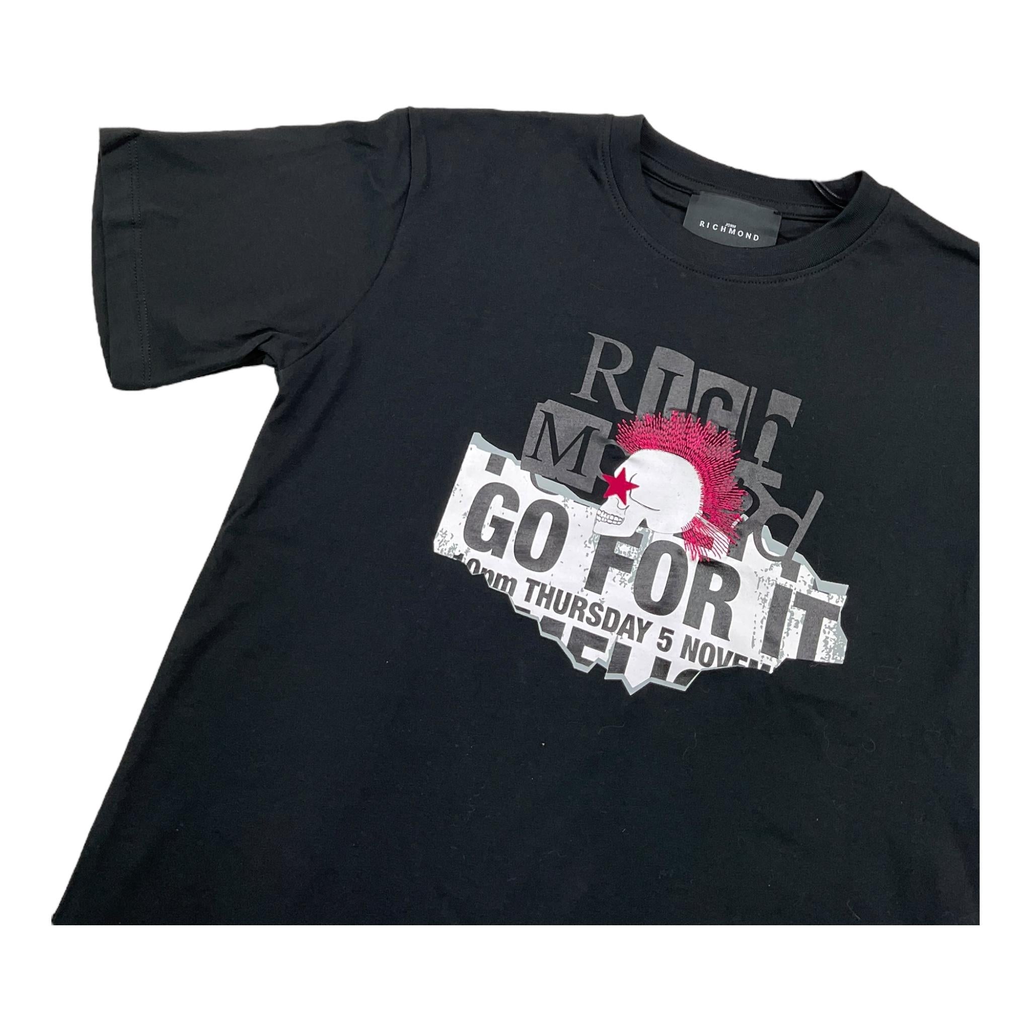 JOHN RICHMOND t-shirt girocollo tinta unita con stampa in contrasto Nero per Bambina RGA25118TS NERO JOHN RICHMOND