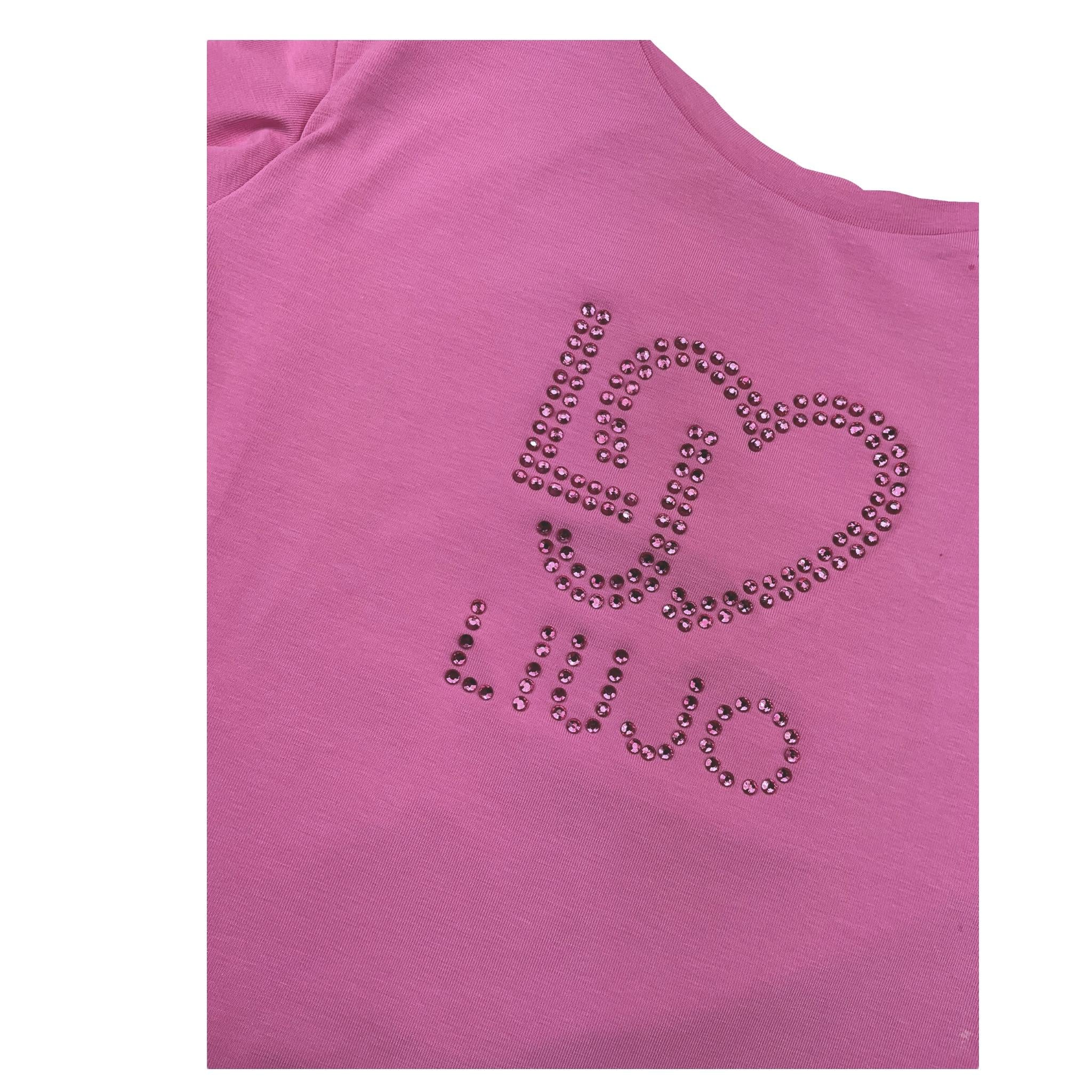 LIU JO shirt girocollo tinta unita con stampa Rosa per Bambina KF4029 ROSA LIU JO