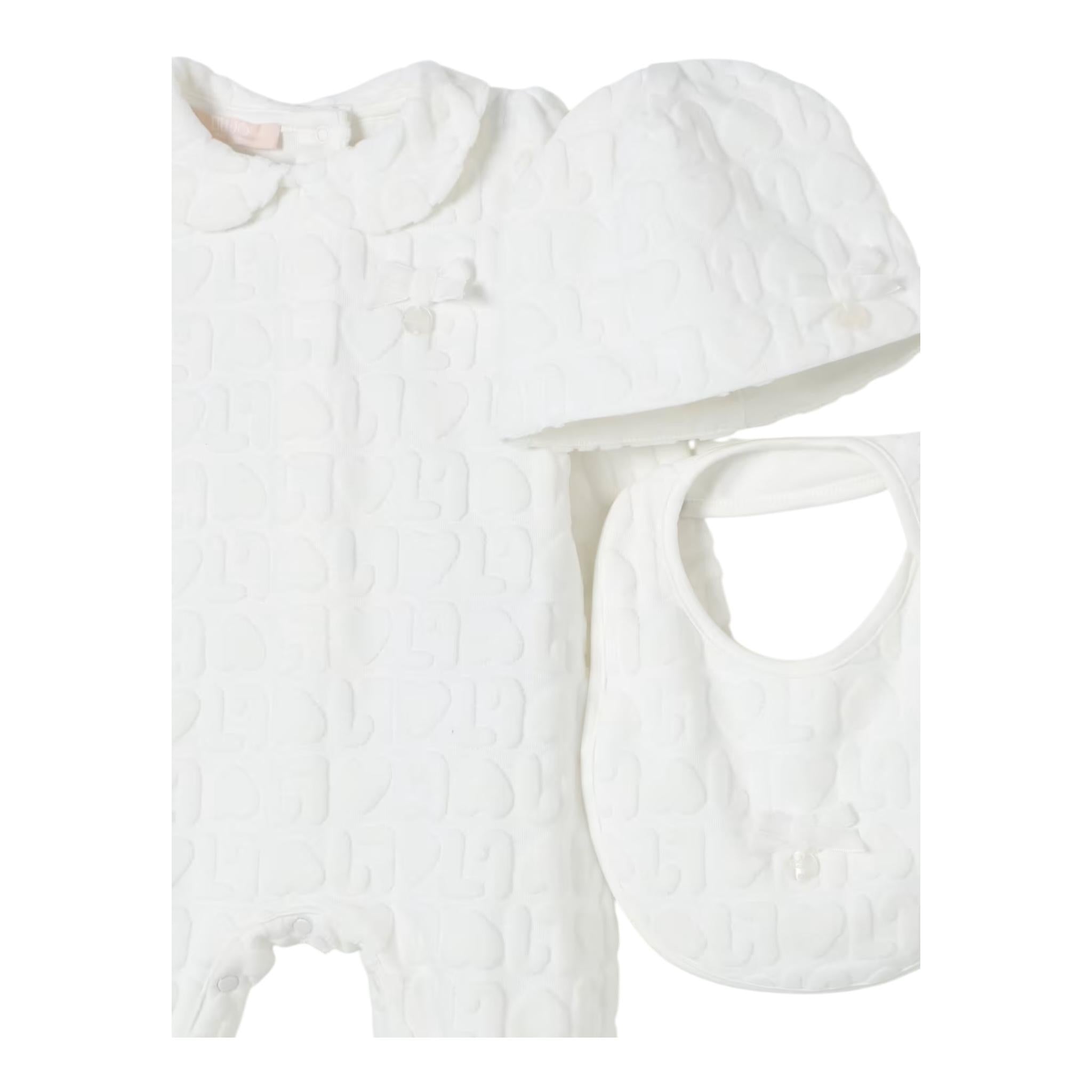 LIU JO set tutina tinta unita con cappello e bavetta in ciniglia Bianco per Neonata HF4001 BIANCO LIU JO